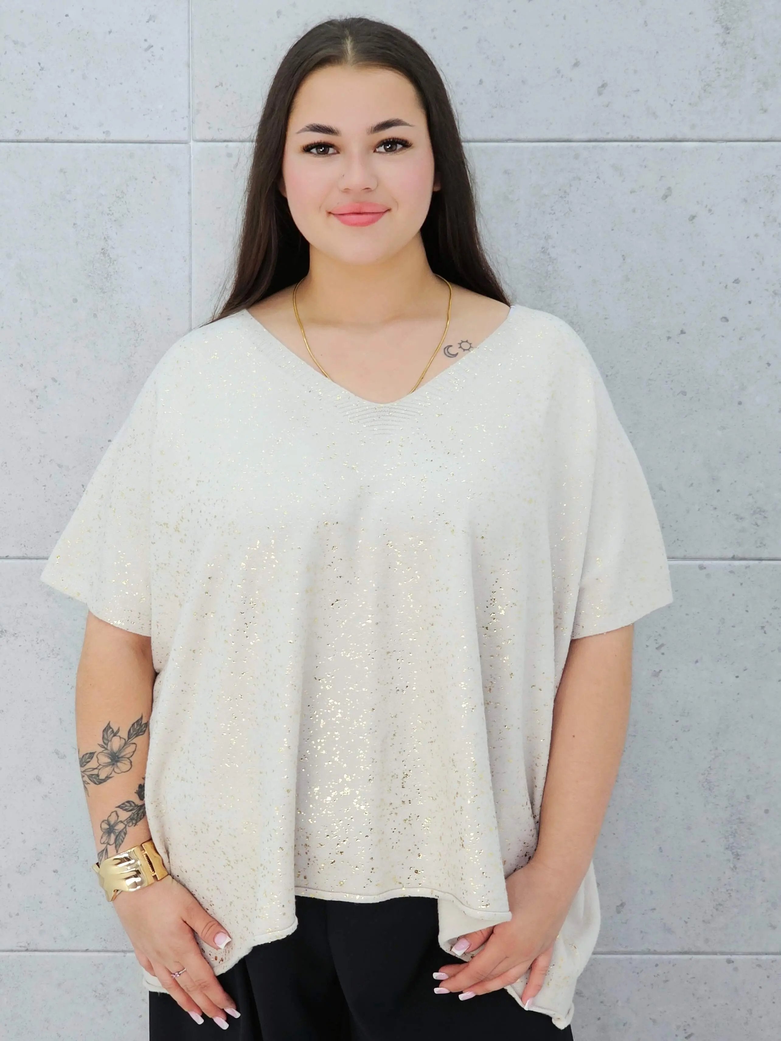 Bluzka sweterkowa z krótkim rękawem Stylowa XL