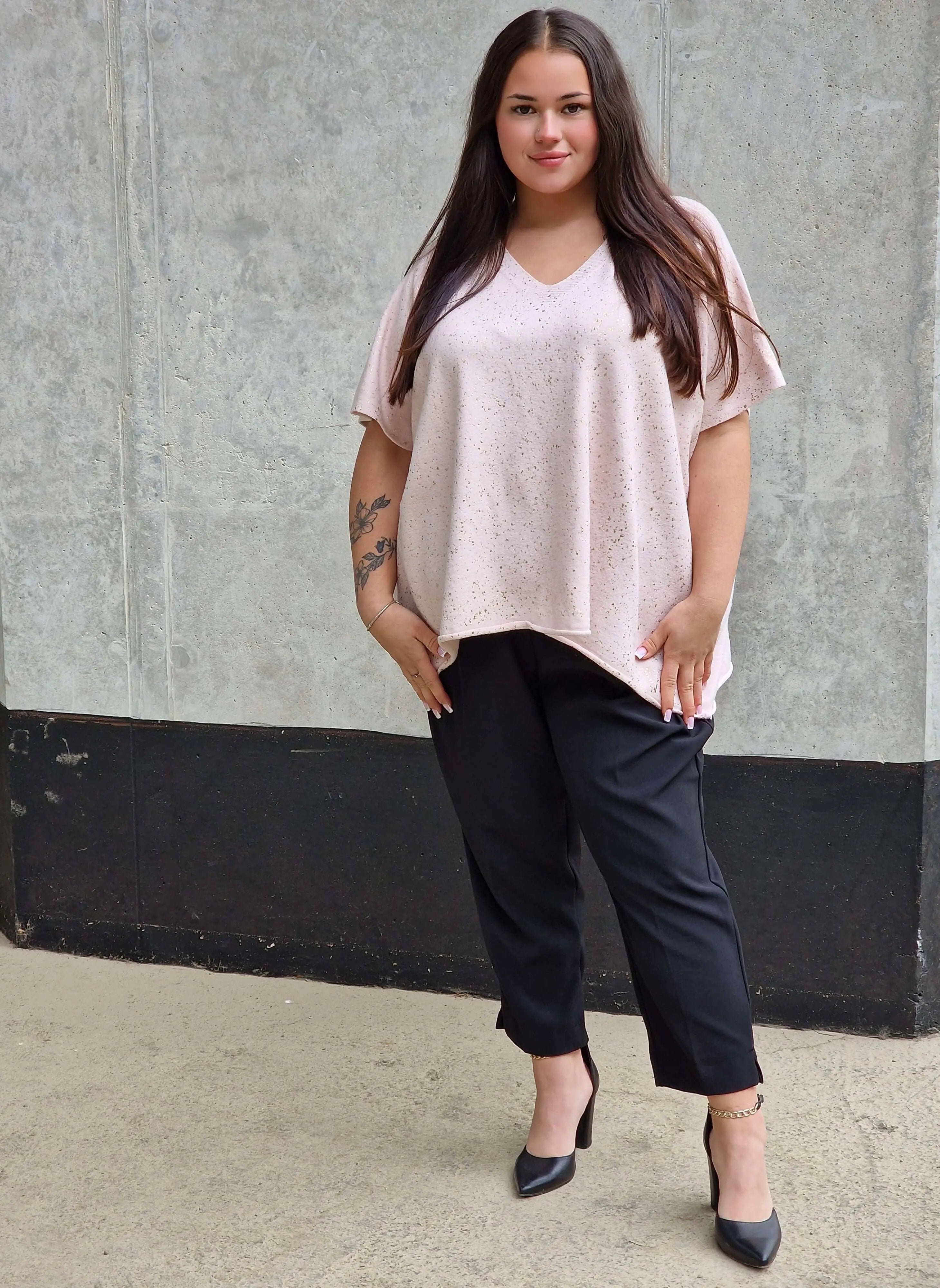 Bluzka sweterkowa z krótkim rękawem Stylowa XL