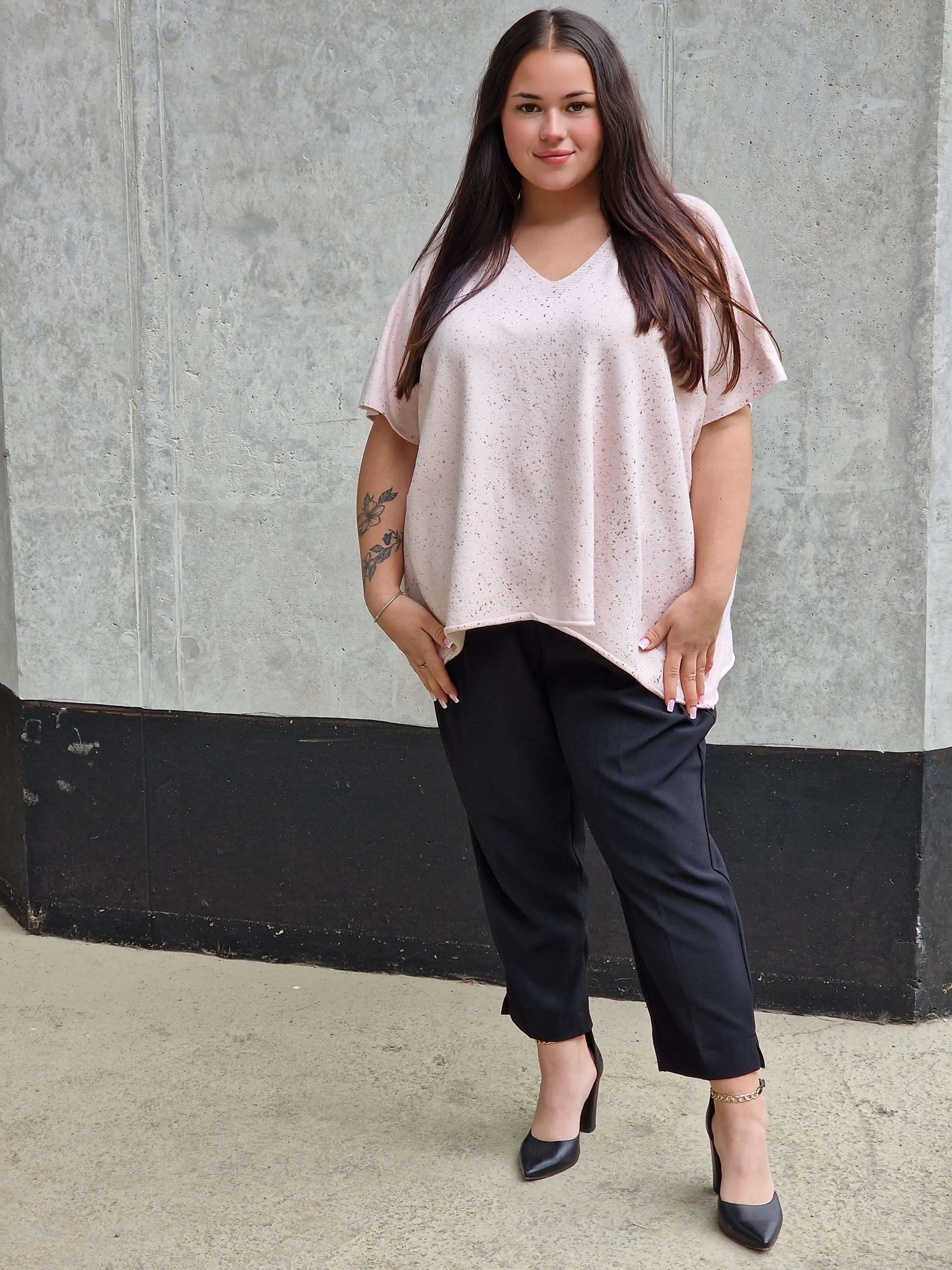 Bluzka sweterkowa z krótkim rękawem Stylowa XL