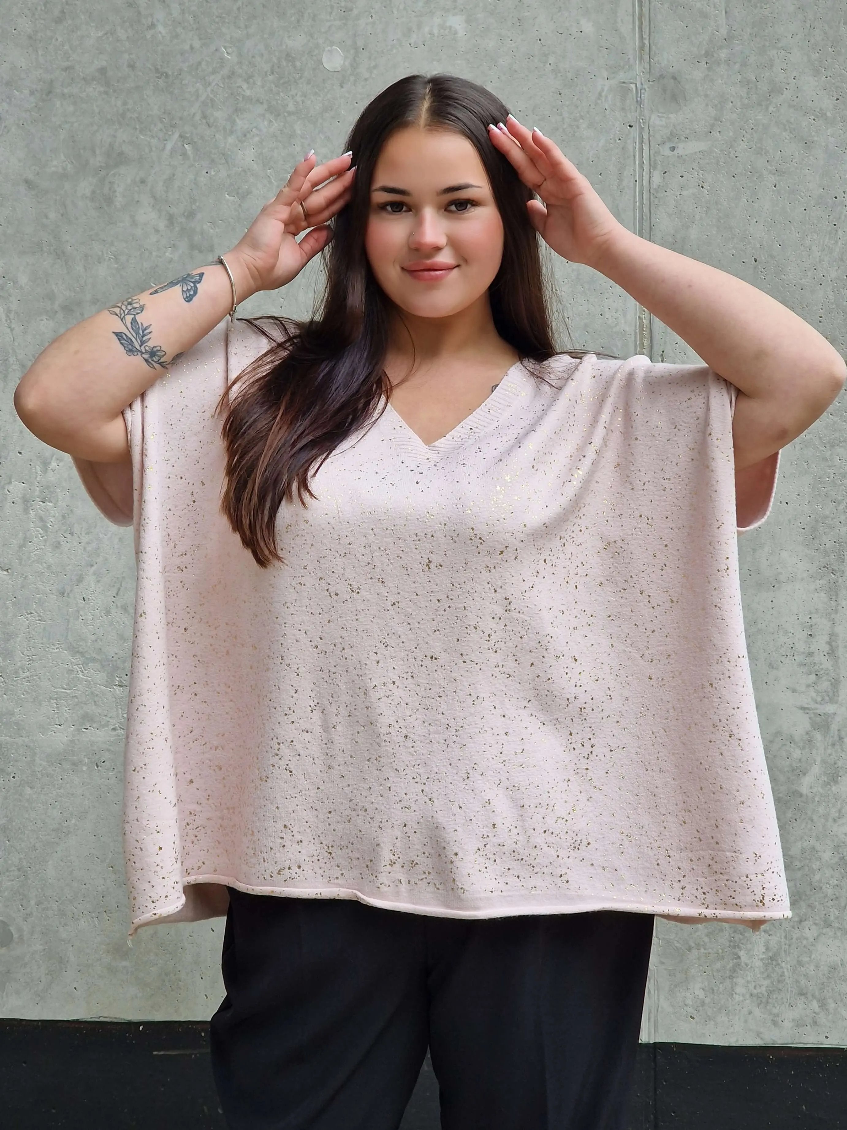 Bluzka sweterkowa z krótkim rękawem Stylowa XL