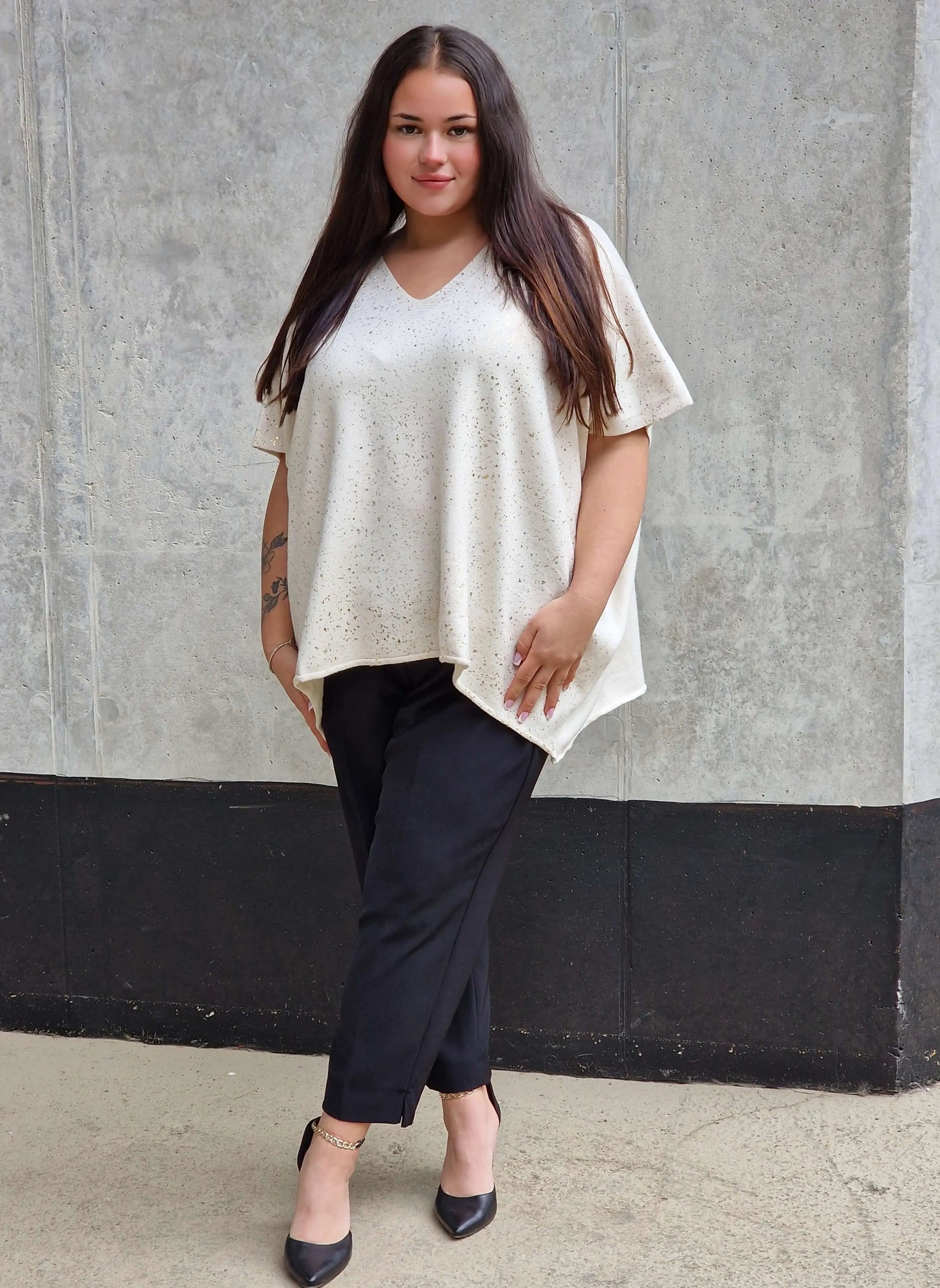 Bluzka sweterkowa z krótkim rękawem Stylowa XL