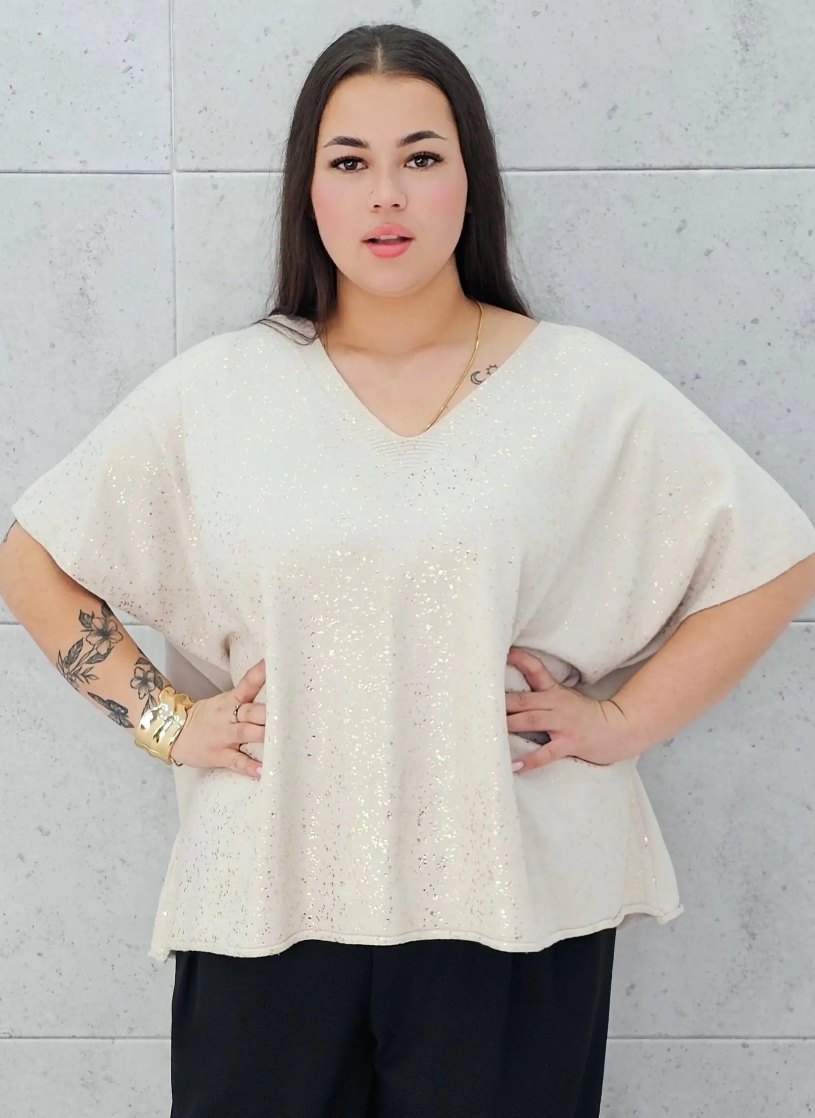 Bluzka sweterkowa z krótkim rękawem Stylowa XL