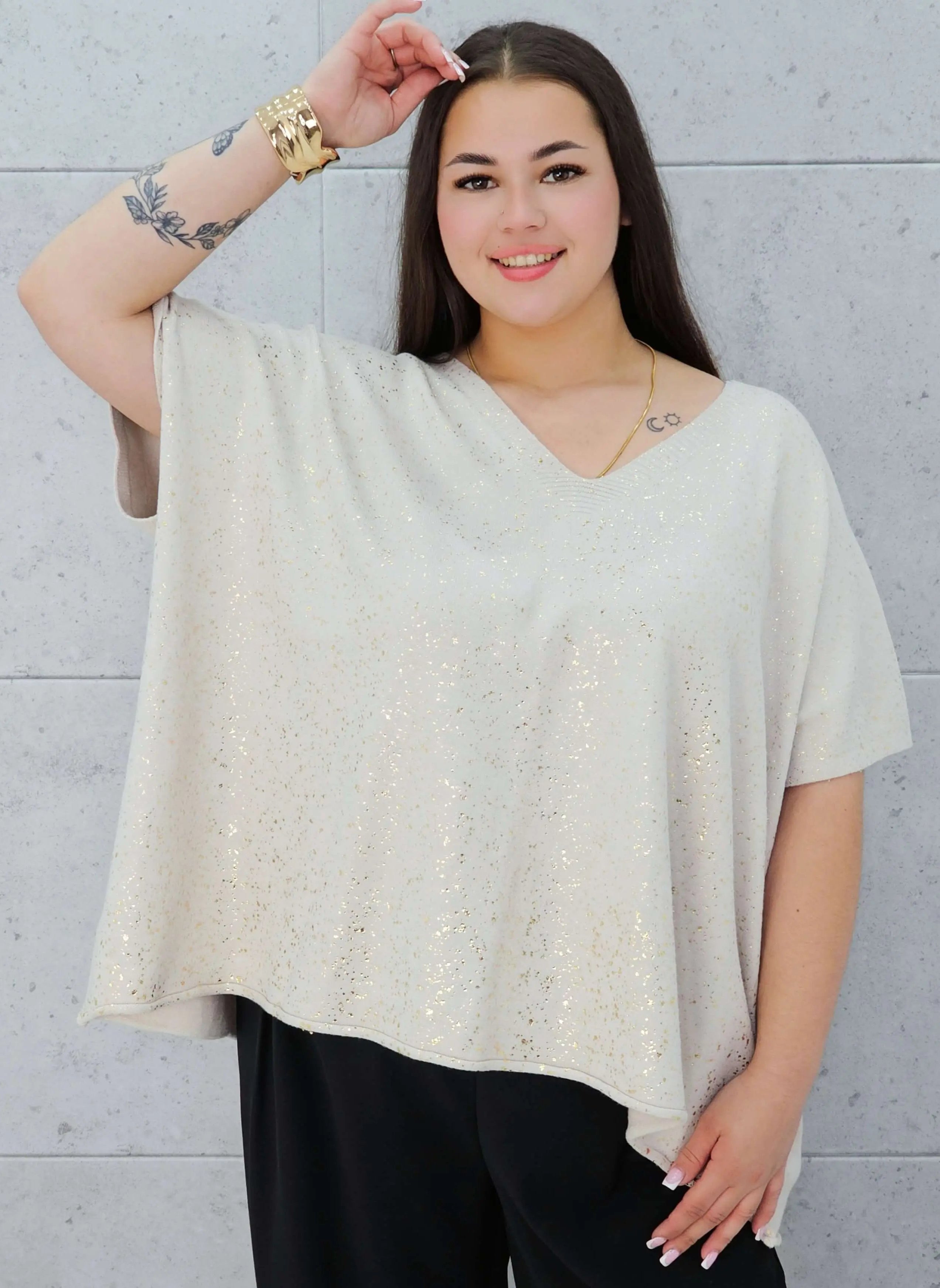 Bluzka sweterkowa z krótkim rękawem Stylowa XL