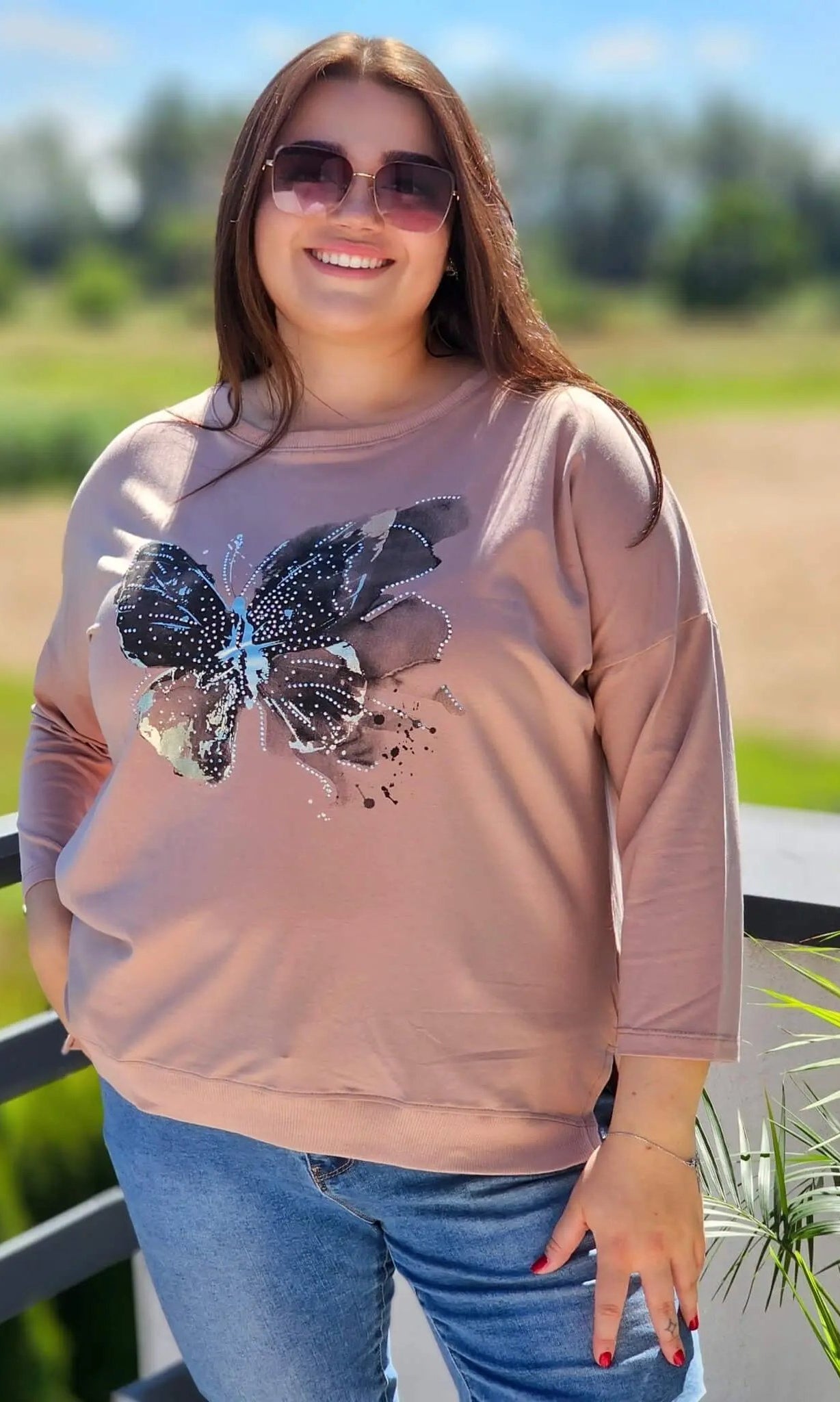 Bluzka z aplikacją motyla Stylowa XL