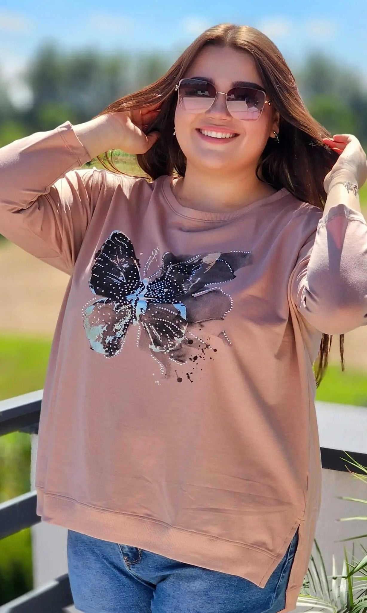 Bluzka z aplikacją motyla Stylowa XL