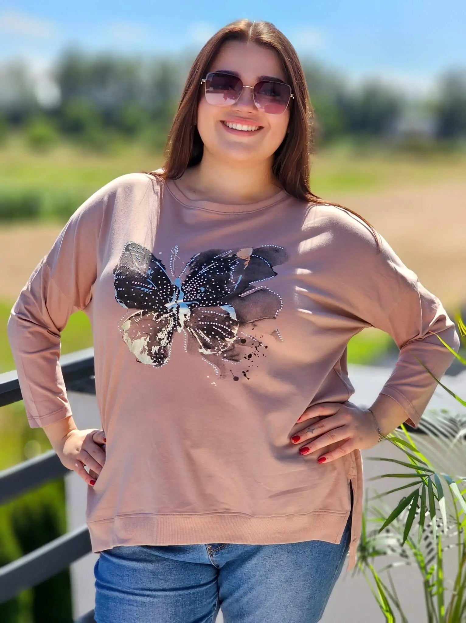 Bluzka z aplikacją motyla Stylowa XL