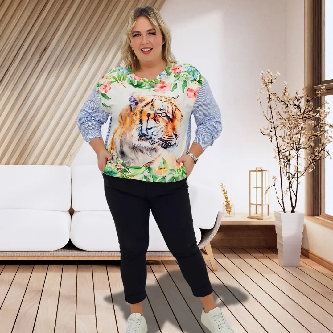 Bluzka z aplikacja na przodzie Stylowa XL