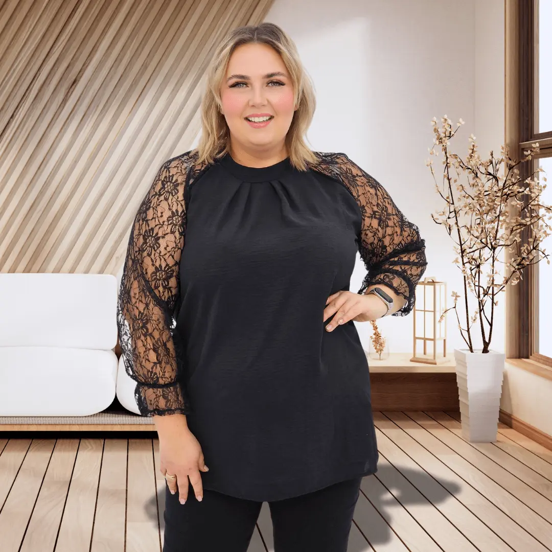 Bluzka z koronkowymi rękawami – elegancja w każdym detalu Stylowa XL