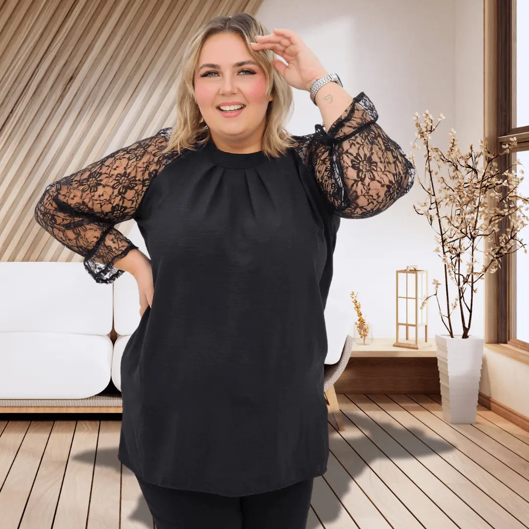 Bluzka z koronkowymi rękawami – elegancja w każdym detalu Stylowa XL