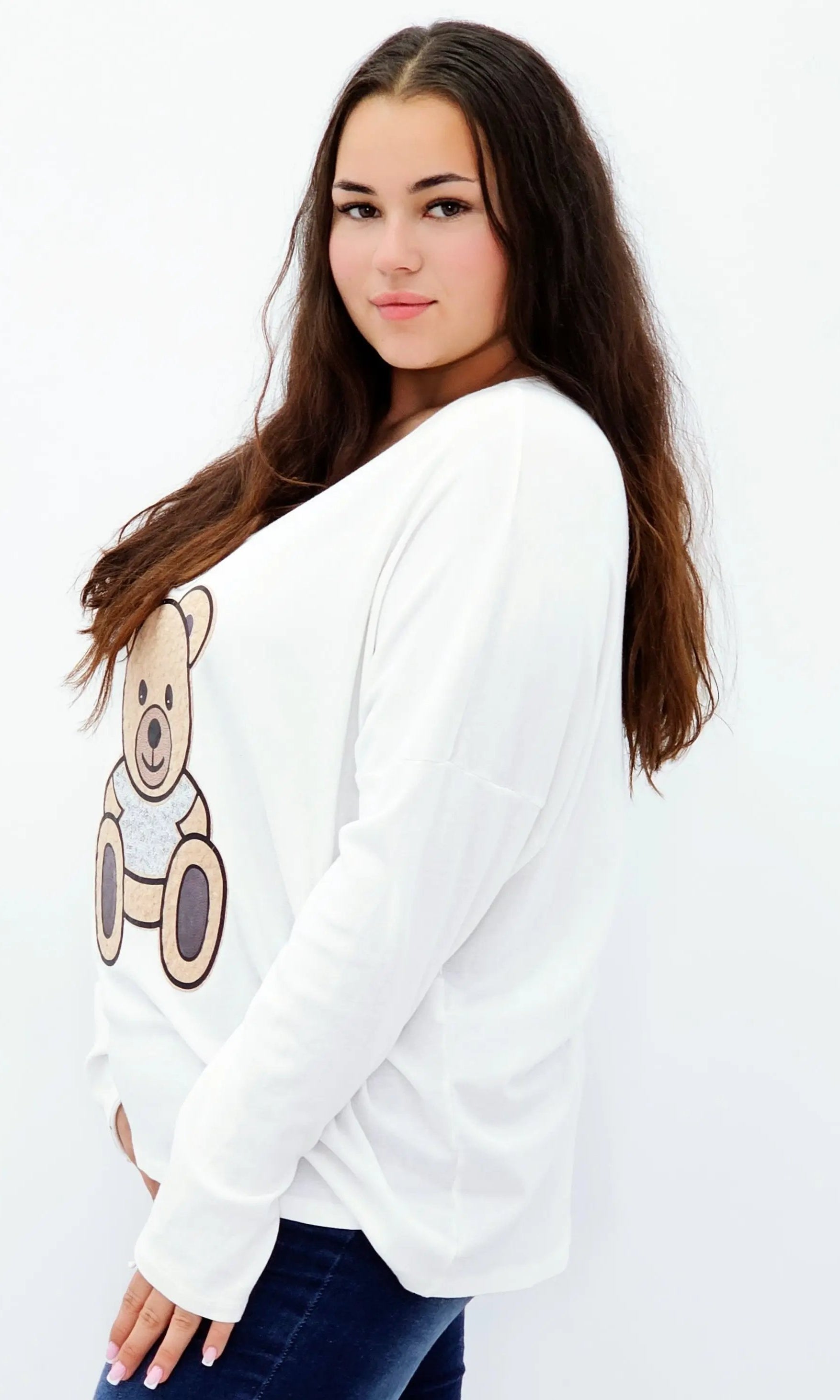 Bluzka z misiem i brokatowym akcentem Stylowa XL