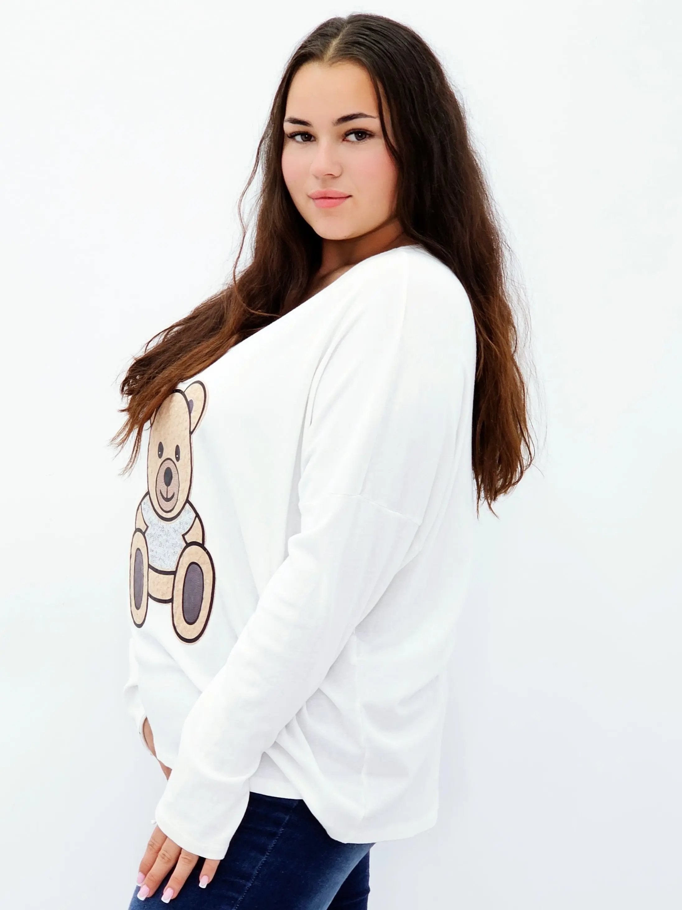 Bluzka z misiem i brokatowym akcentem Stylowa XL