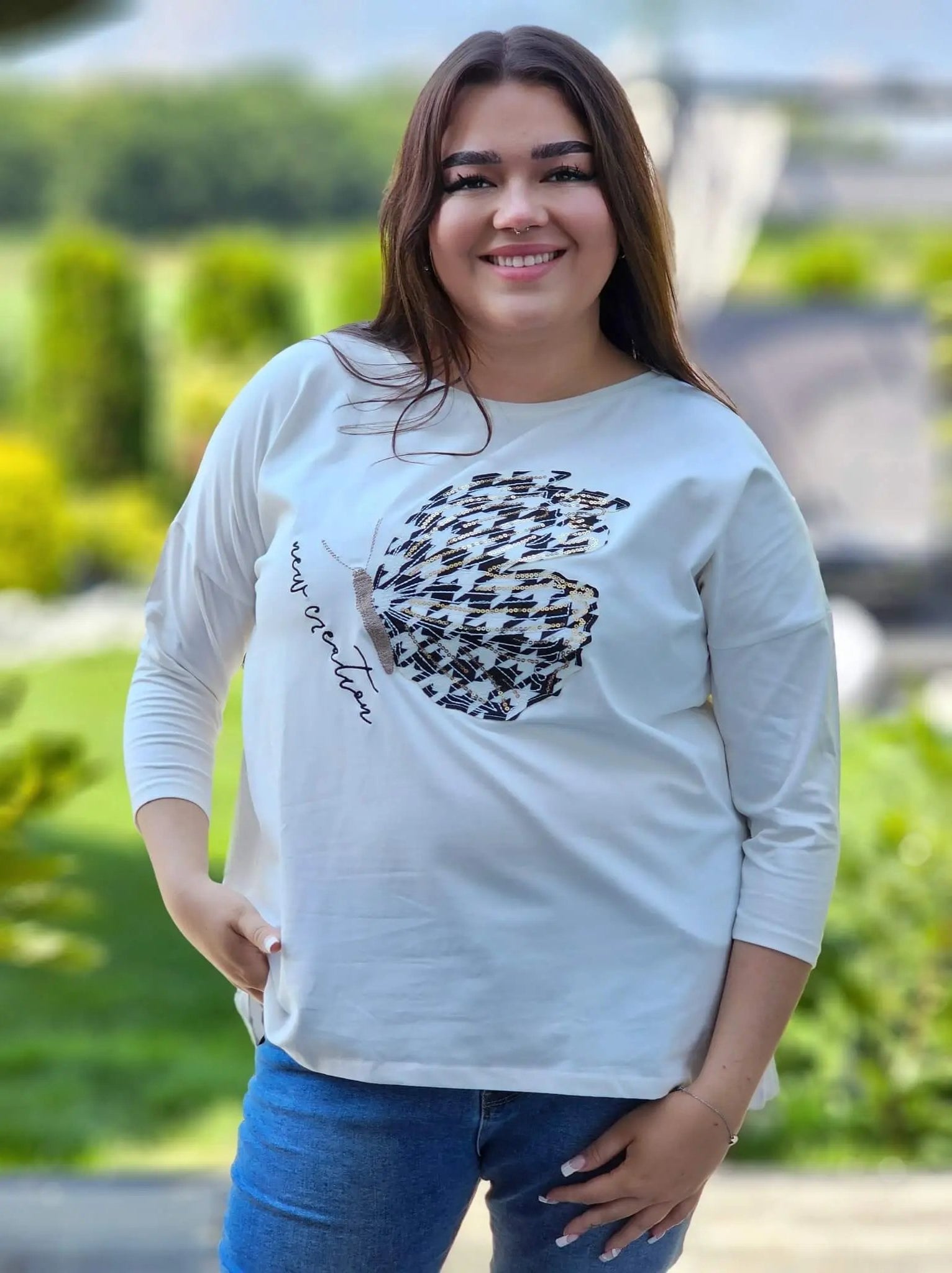 Bluzka z motylem Stylowa XL