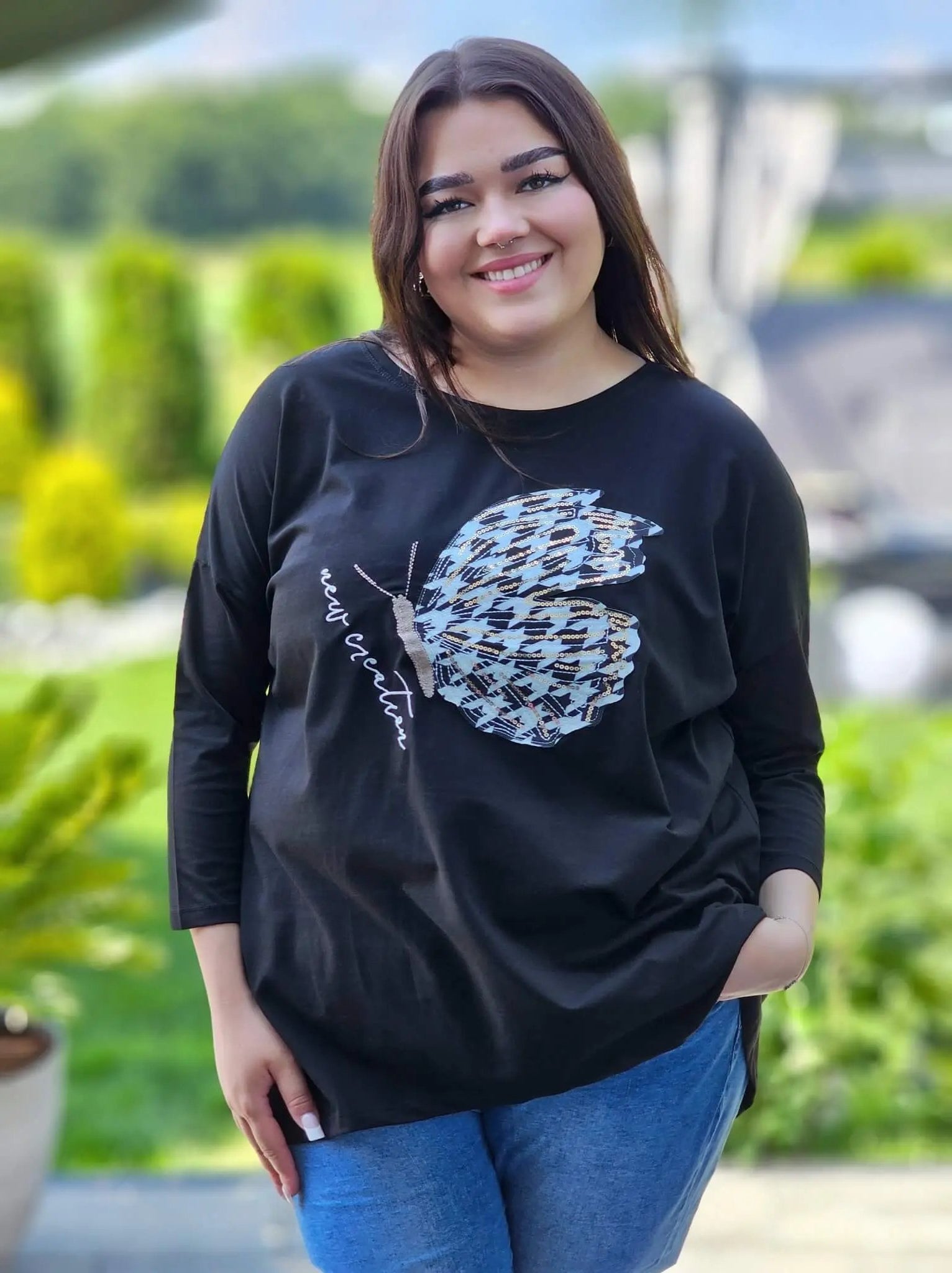 Bluzka z motylem Stylowa XL