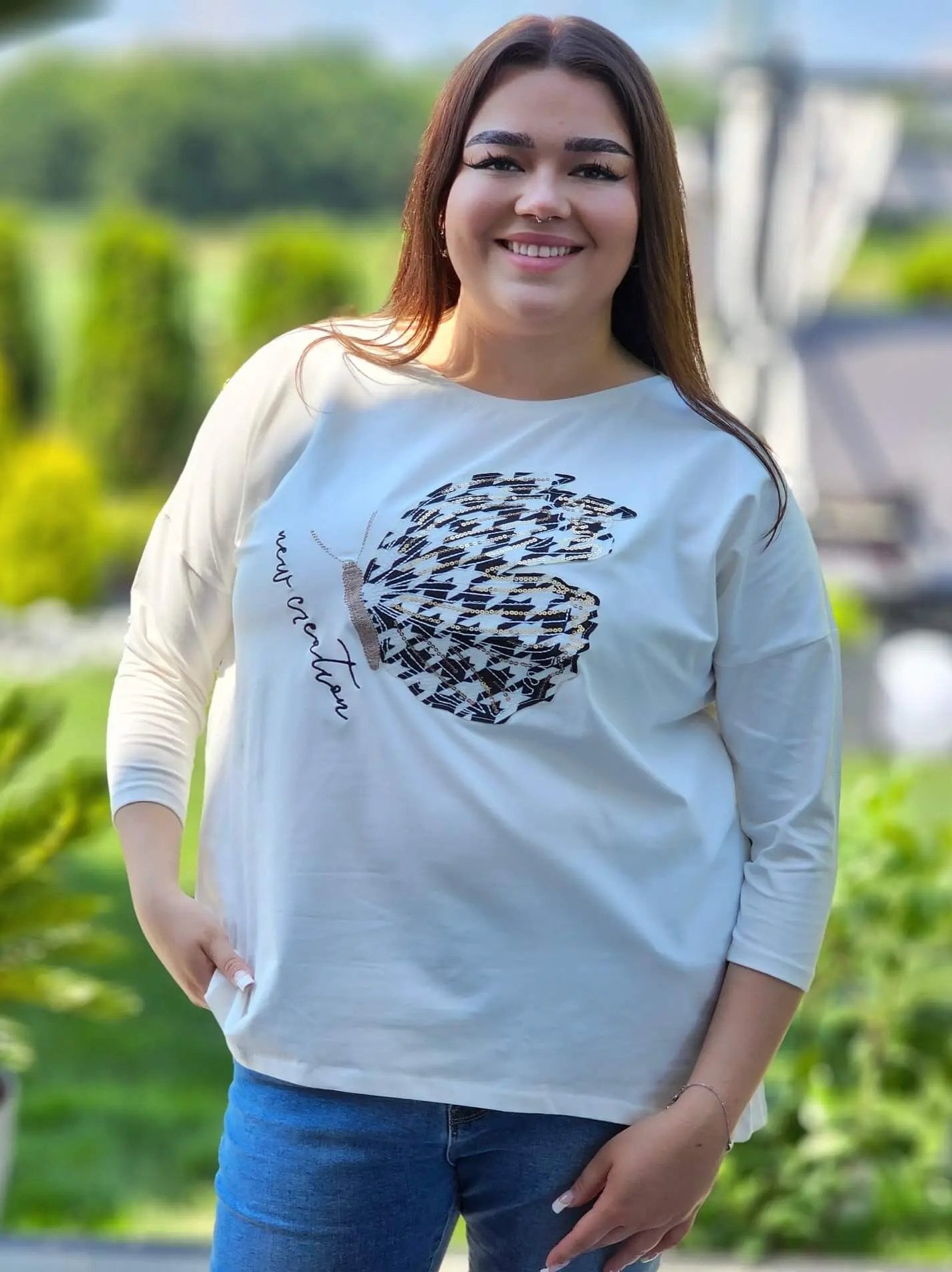 Bluzka z motylem Stylowa XL