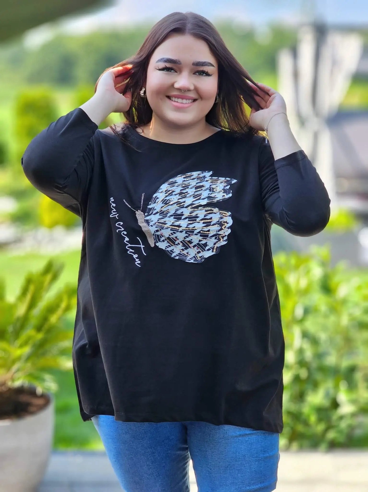 Bluzka z motylem Stylowa XL