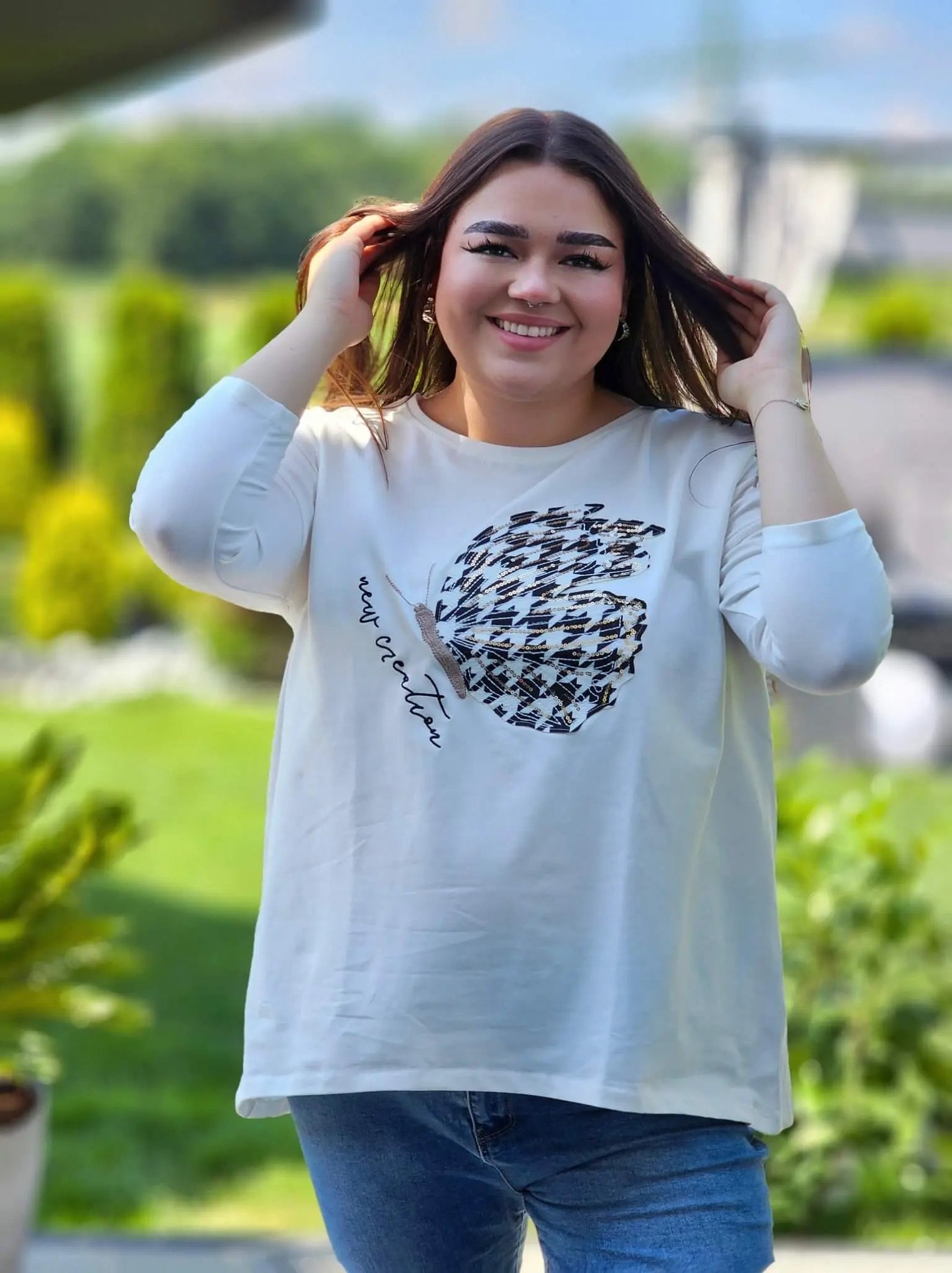 Bluzka z motylem Stylowa XL