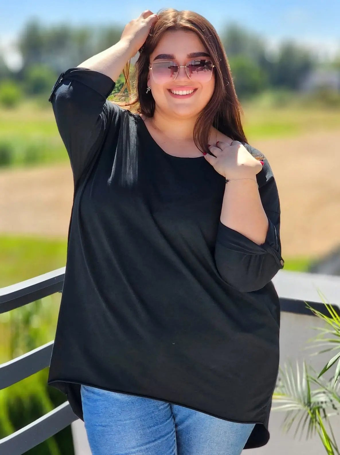 Bluzka z ozdobnym wiązaniem na plecach Stylowa XL