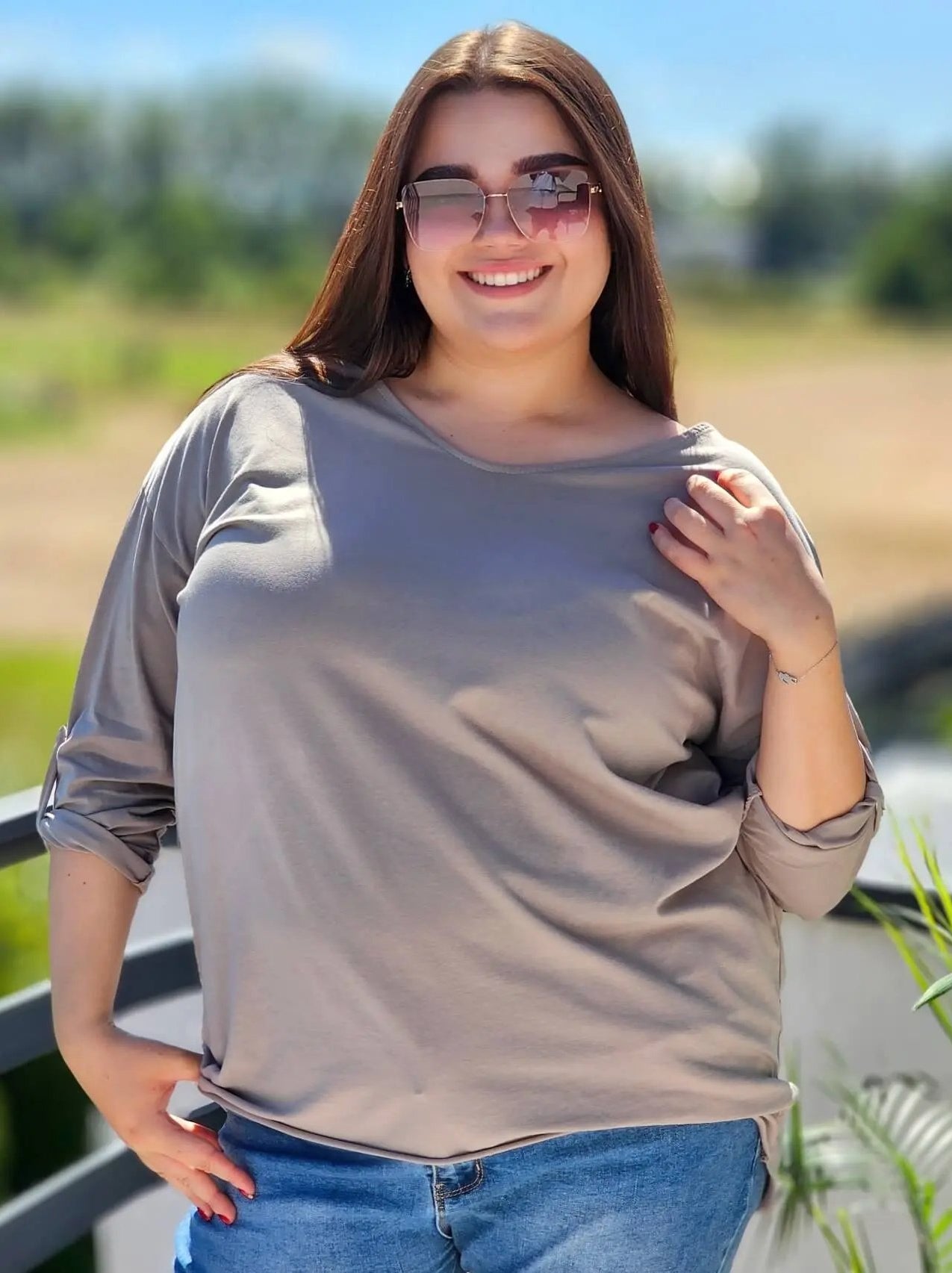 Bluzka z ozdobnym wiązaniem na plecach Stylowa XL