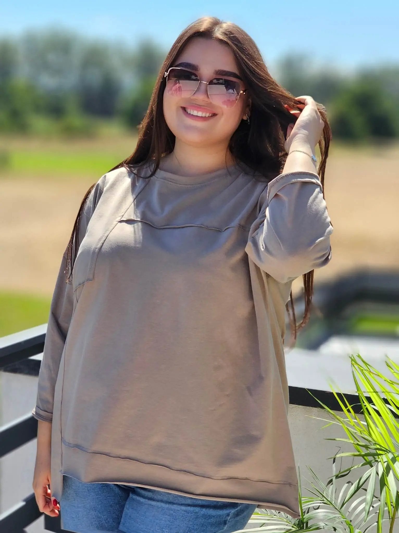 Bluzka z ozdobnymi przeszyciami Stylowa XL