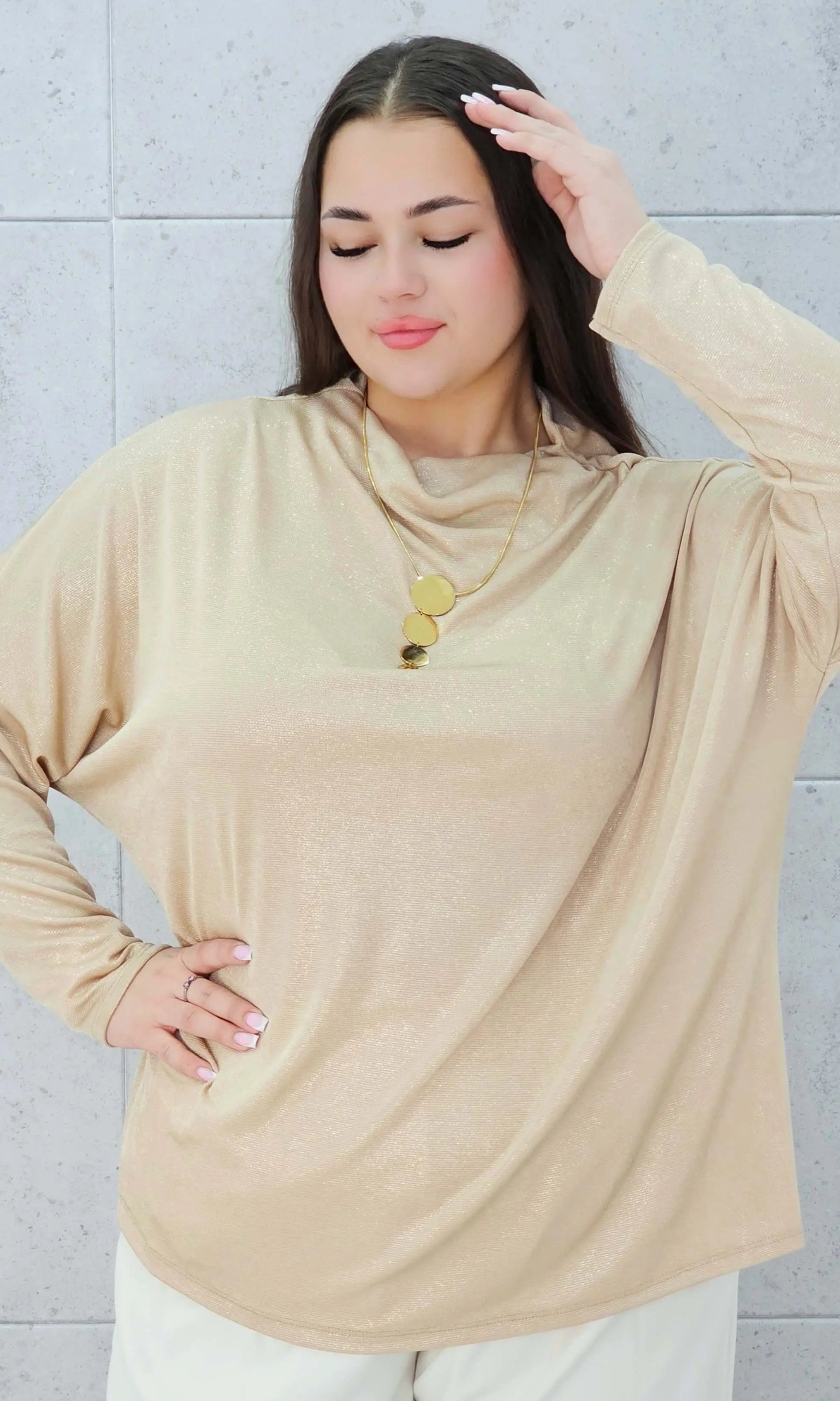 Bluzka złota z połyskiem Stylowa XL