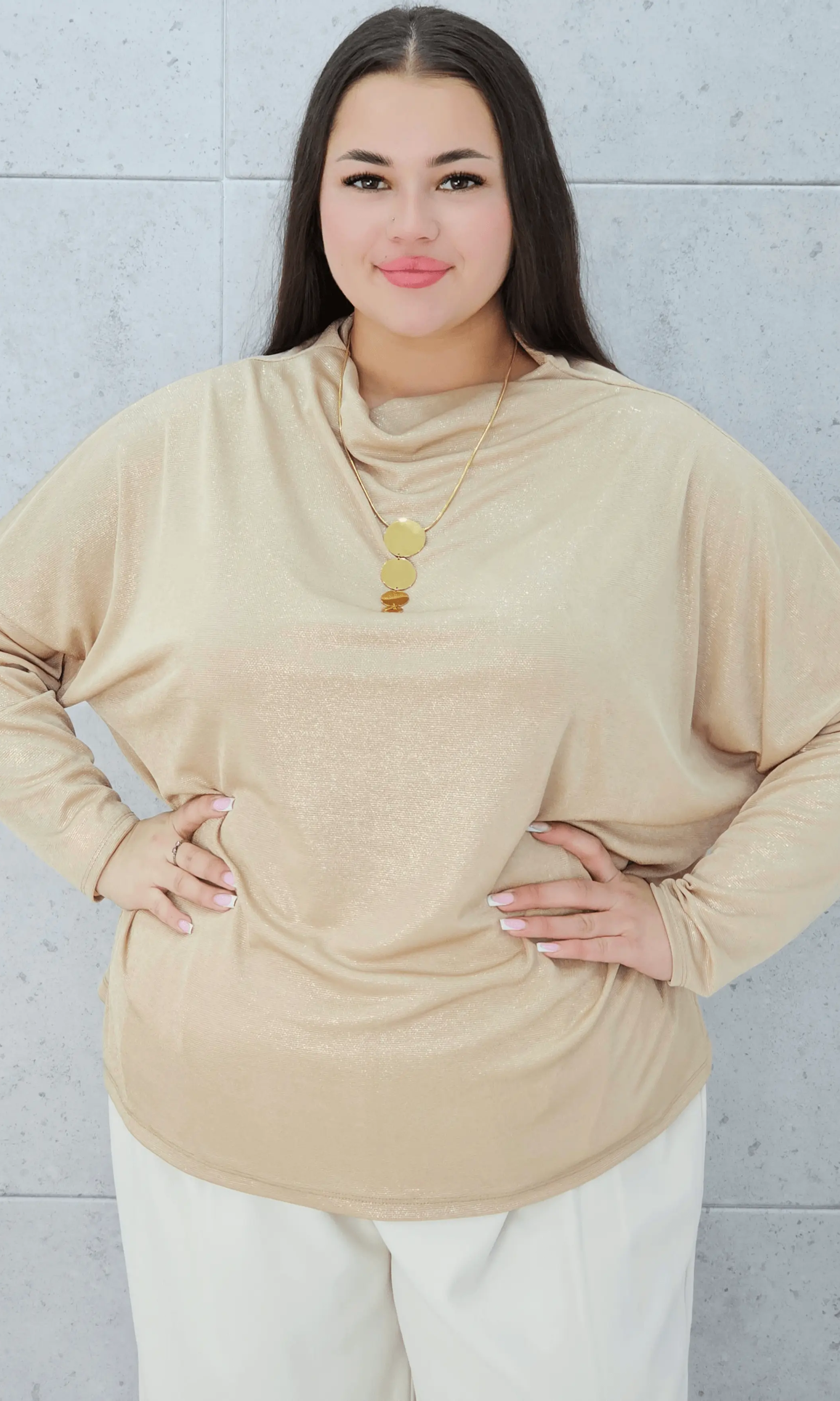 Bluzka złota z połyskiem Stylowa XL