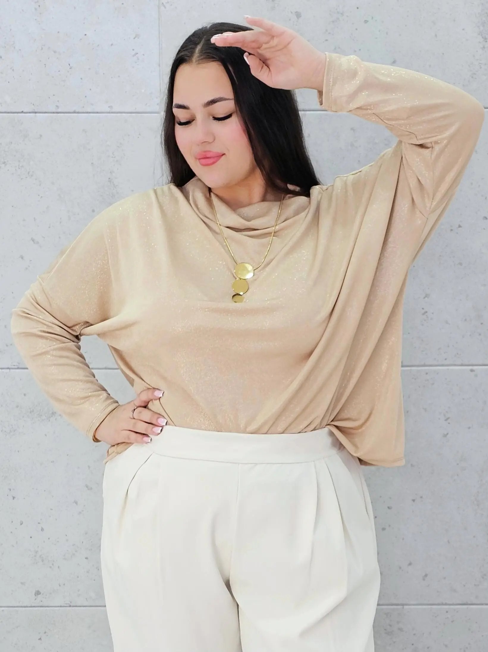 Bluzka złota z połyskiem Stylowa XL