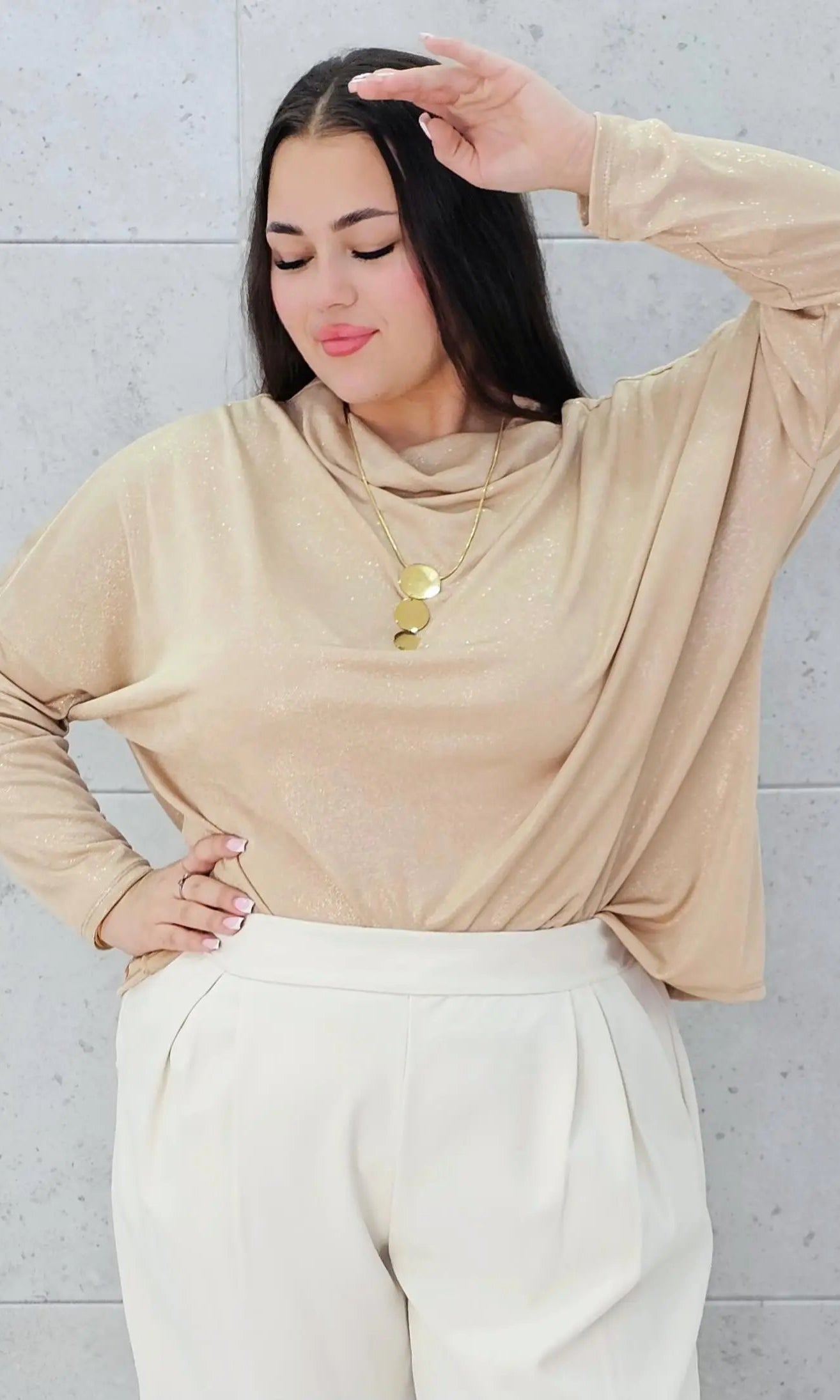 Bluzka złota z połyskiem Stylowa XL