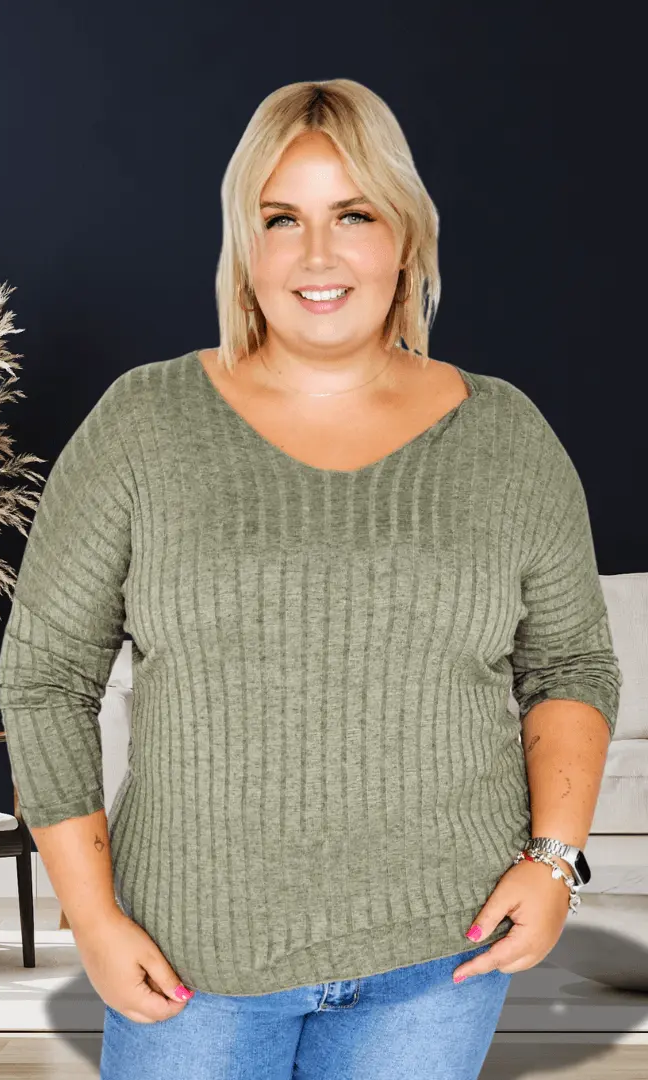 Bluzka, która Mówi „Mniej znaczy więcej” - khaki Stylowa XL