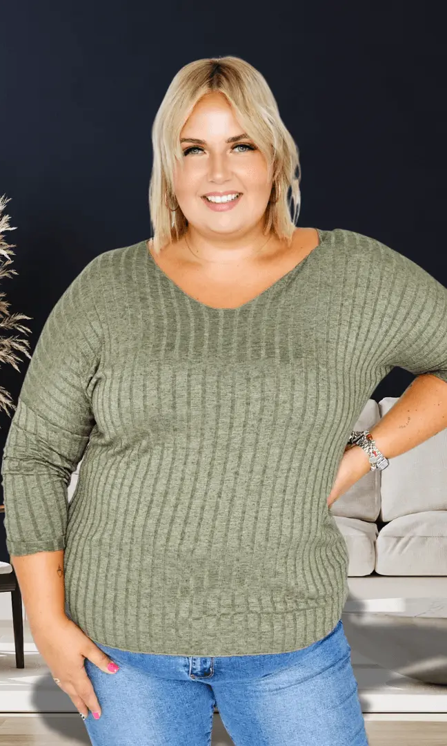 Bluzka, która Mówi „Mniej znaczy więcej” - khaki Stylowa XL