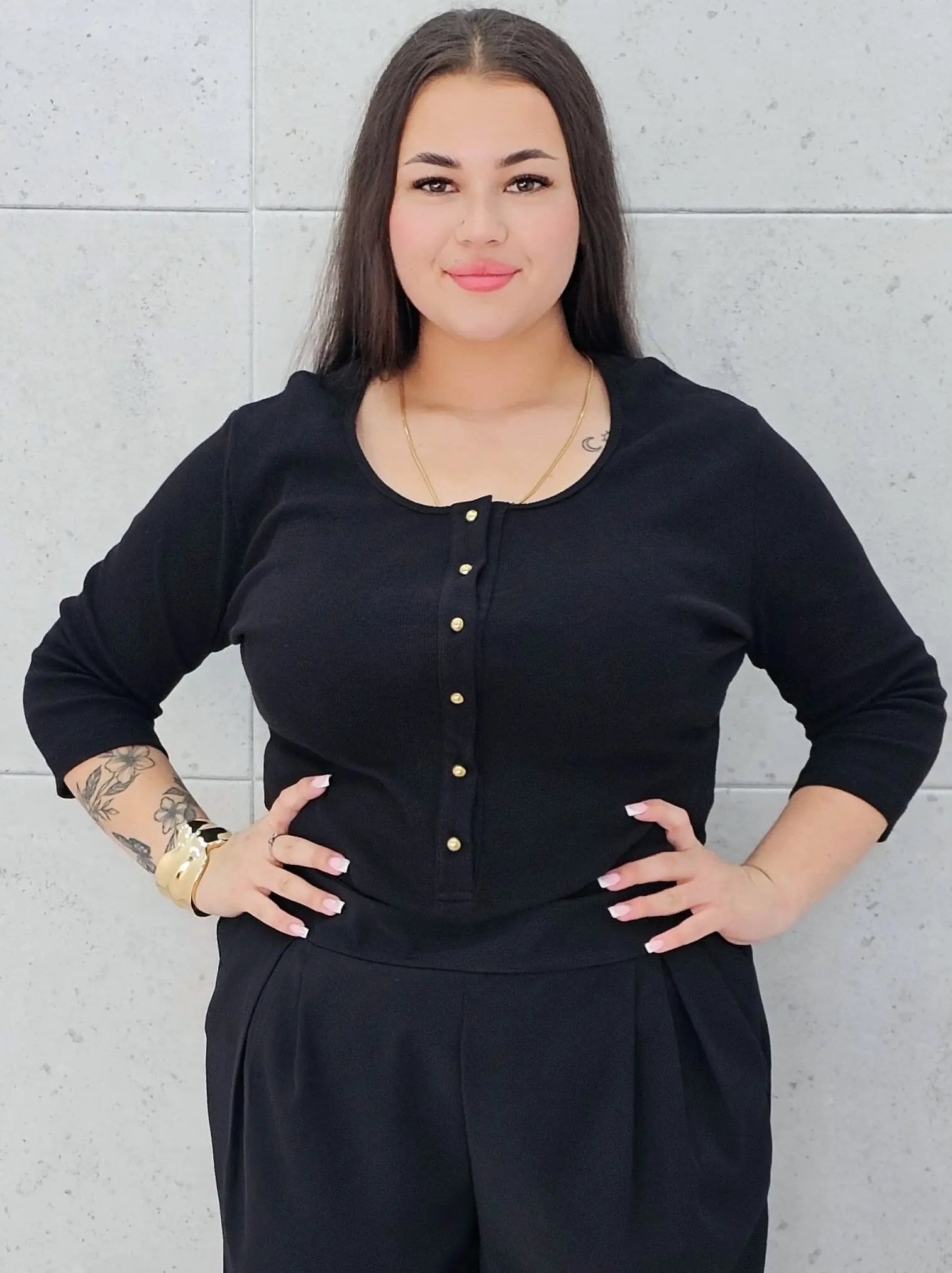 Body basic z guzikami Stylowa XL