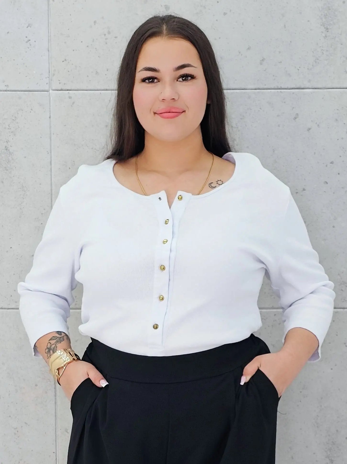 Body basic z guzikami Stylowa XL