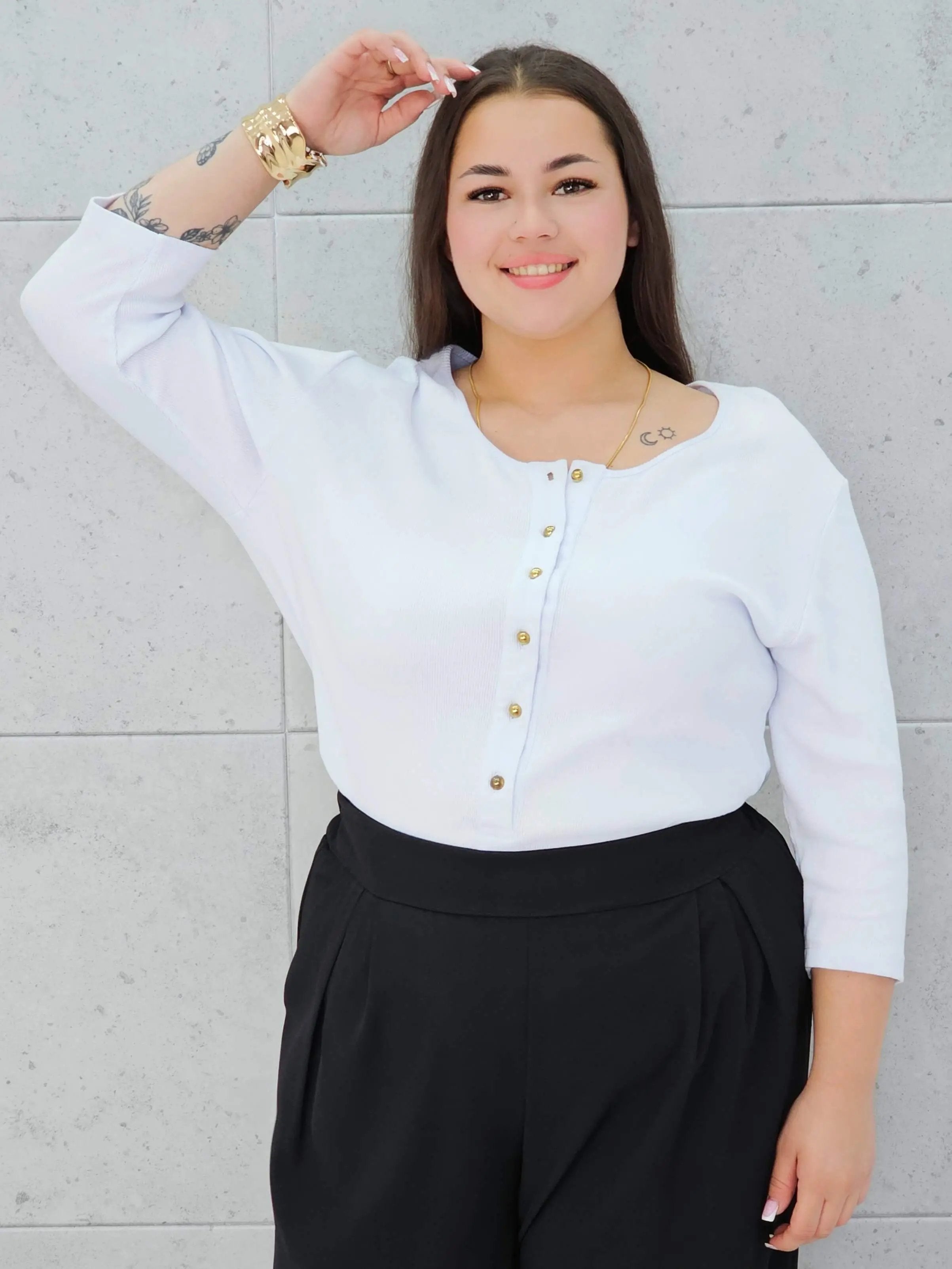 Body basic z guzikami Stylowa XL