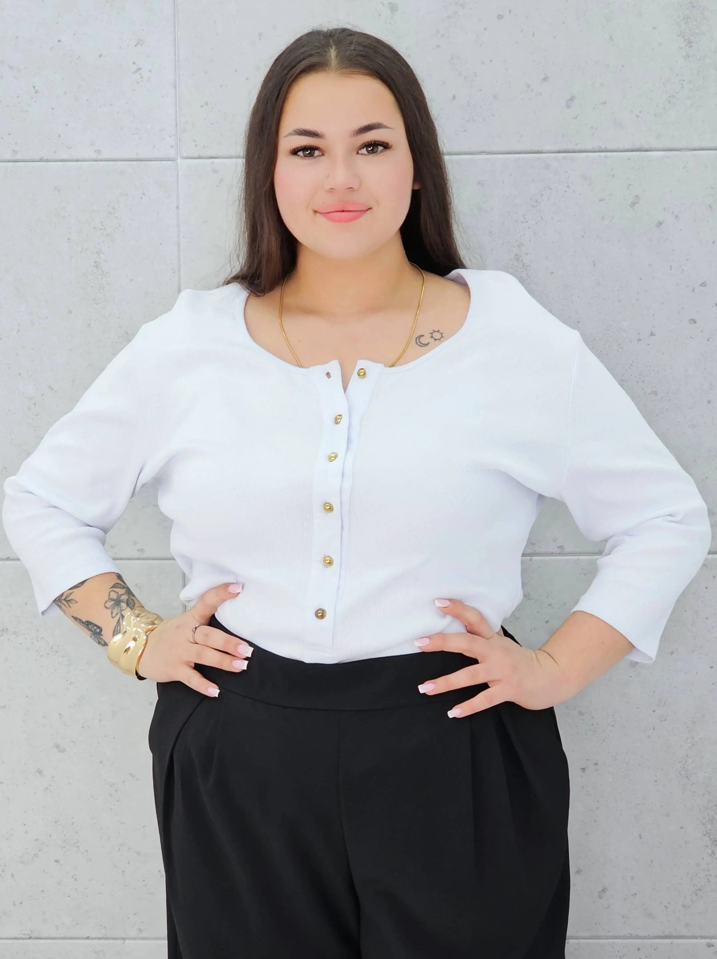 Body basic z guzikami Stylowa XL