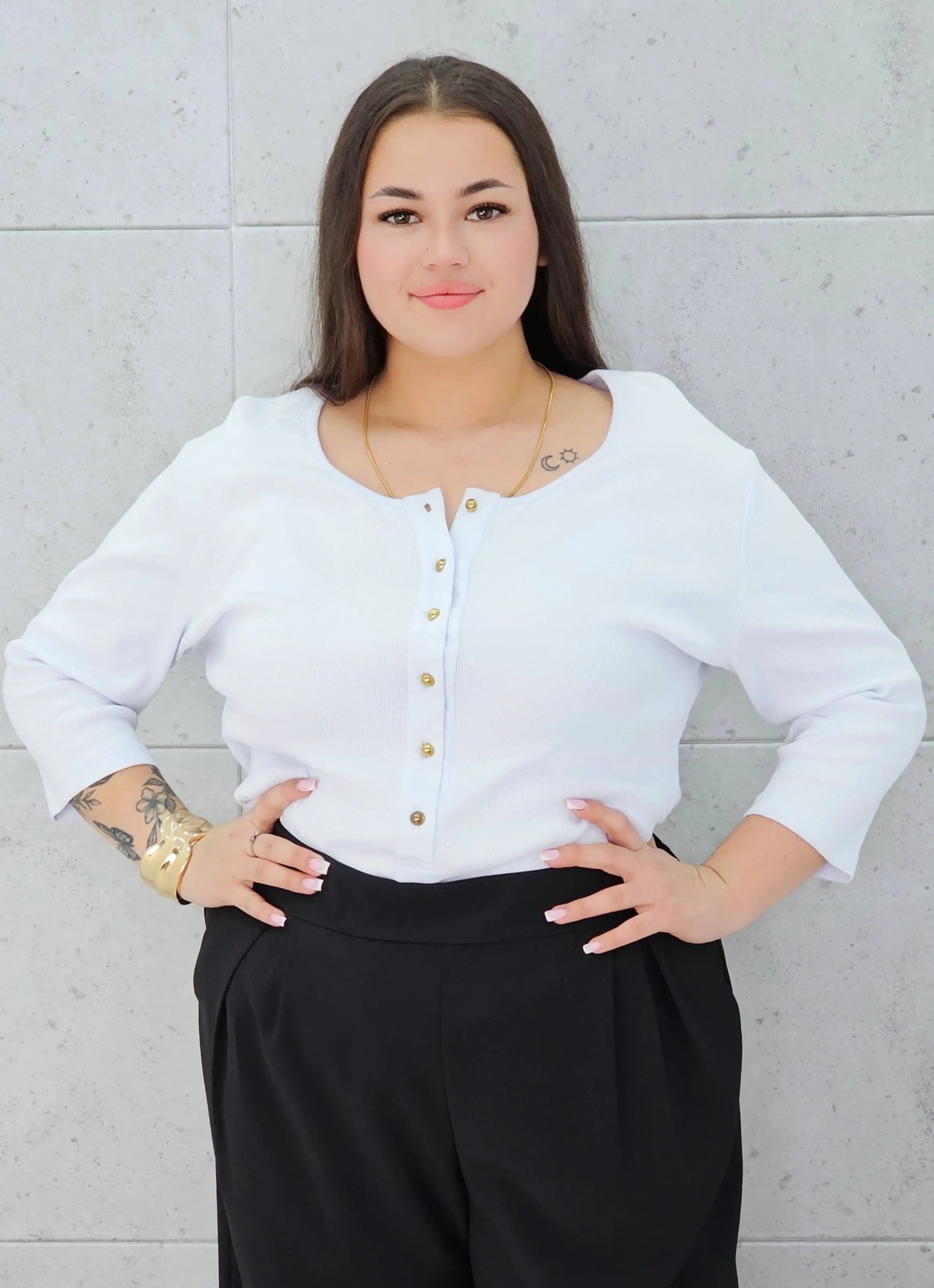 Body basic z guzikami Stylowa XL