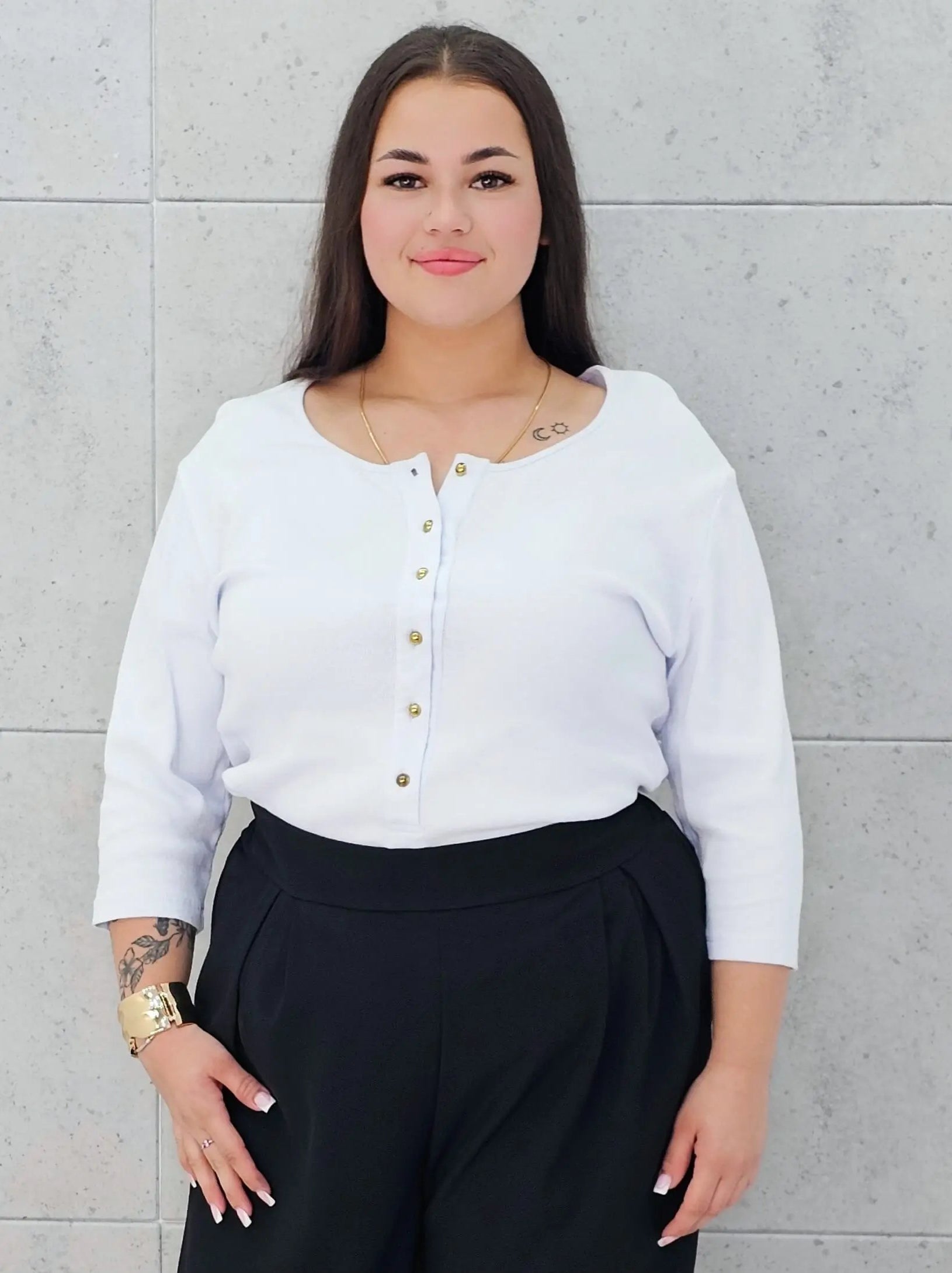 Body basic z guzikami Stylowa XL