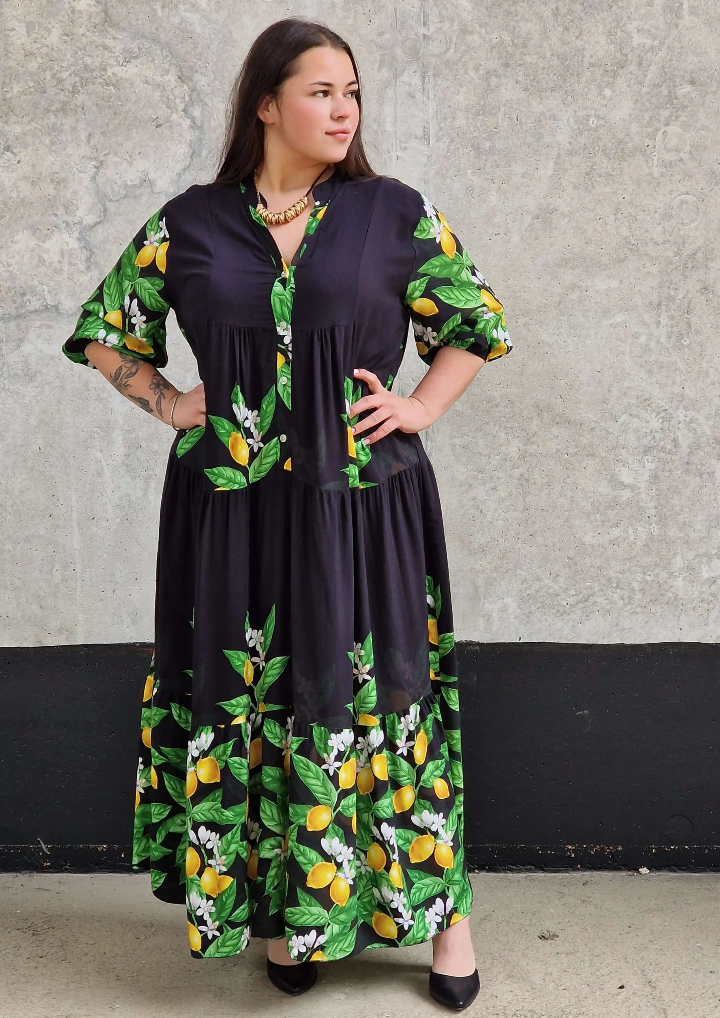 Cytrusowa sukienka w stylu maxi Stylowa XL