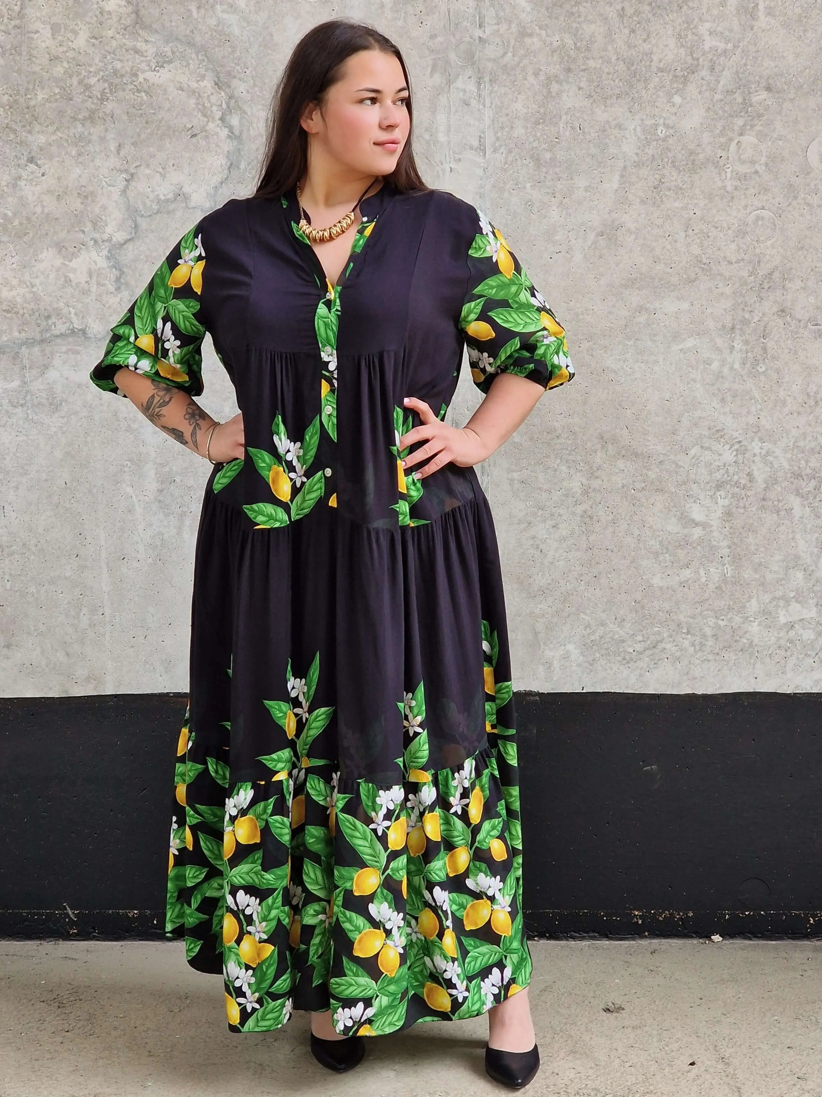 Cytrusowa sukienka w stylu maxi Stylowa XL