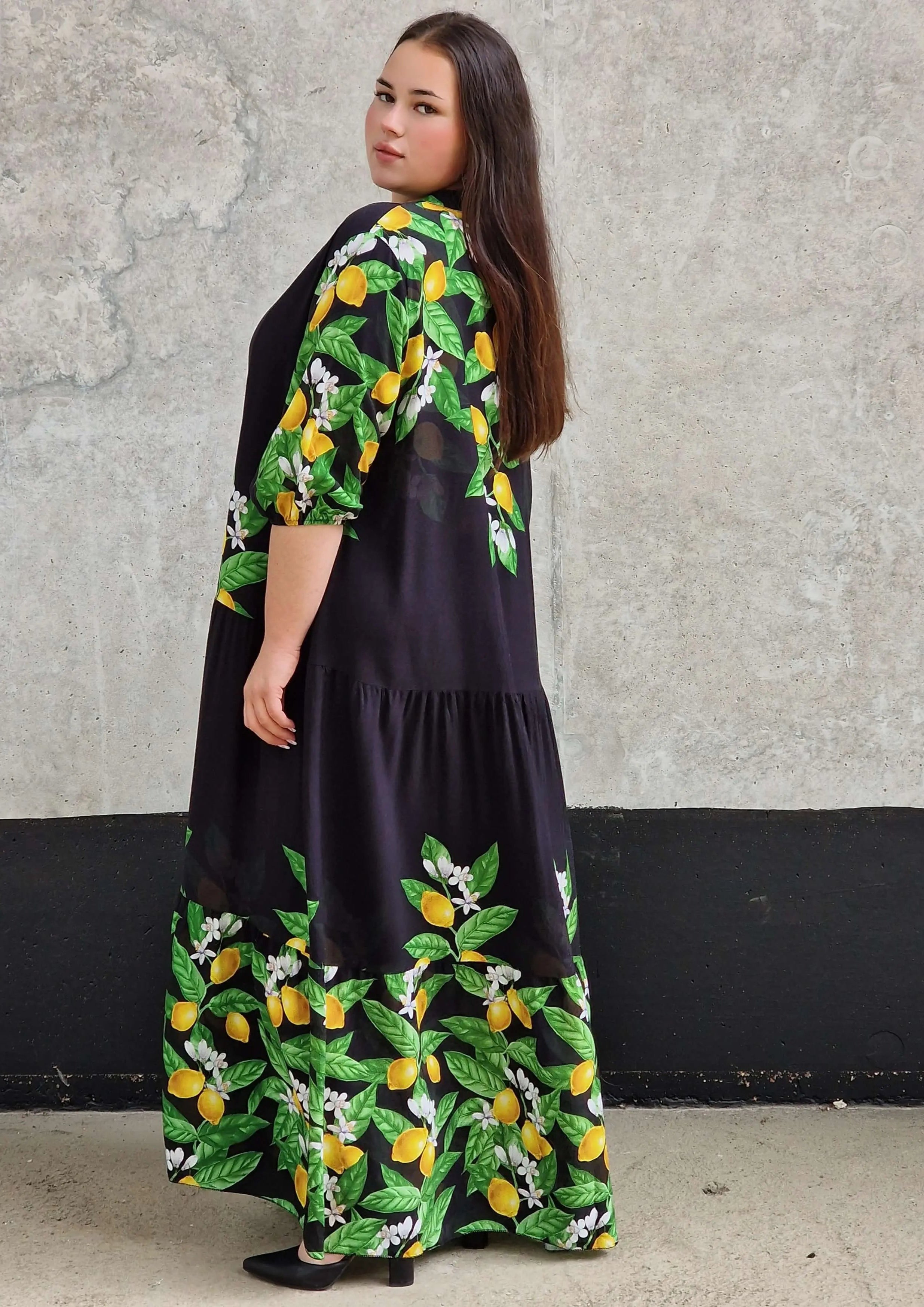 Cytrusowa sukienka w stylu maxi Stylowa XL