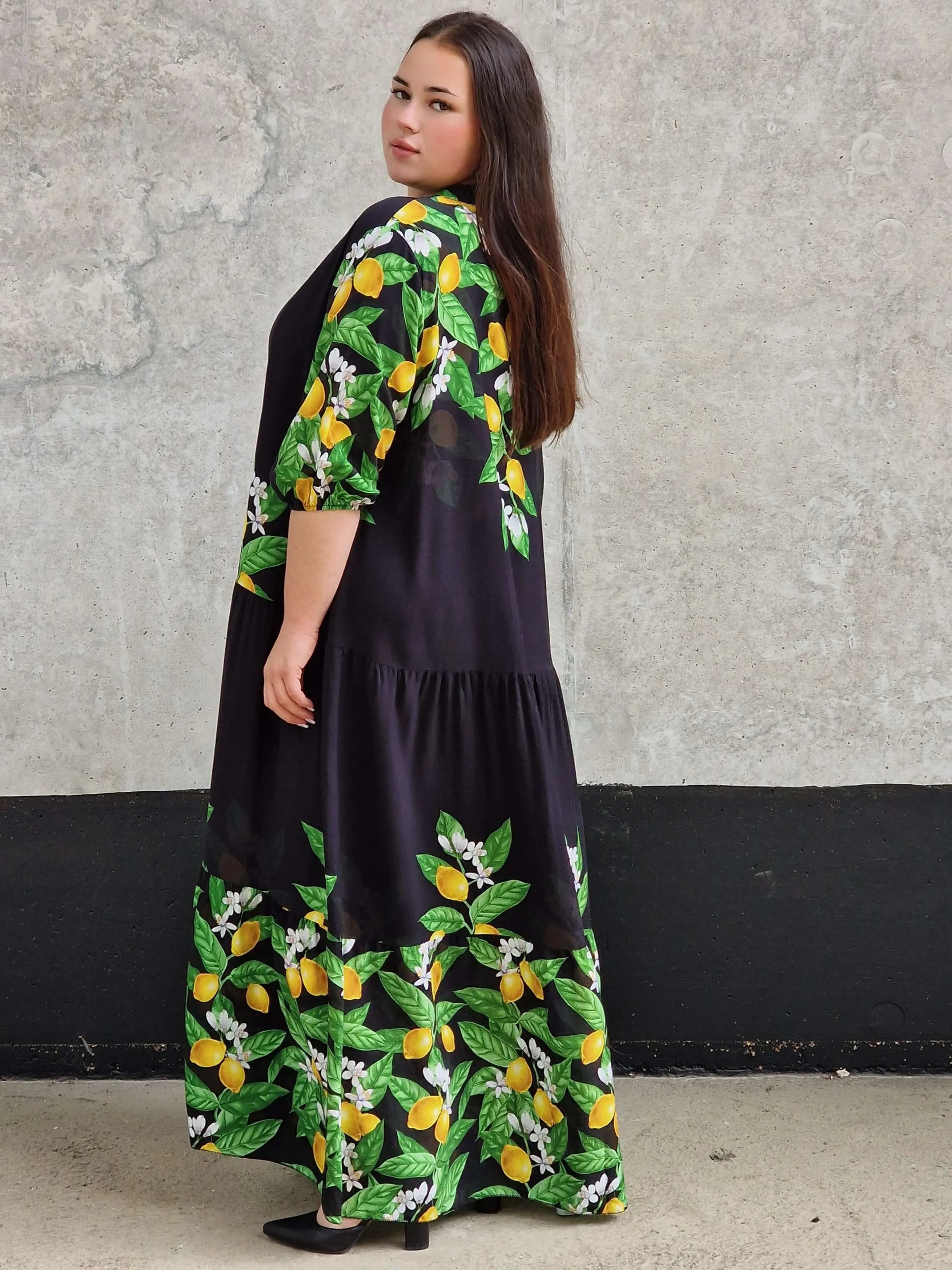 Cytrusowa sukienka w stylu maxi Stylowa XL