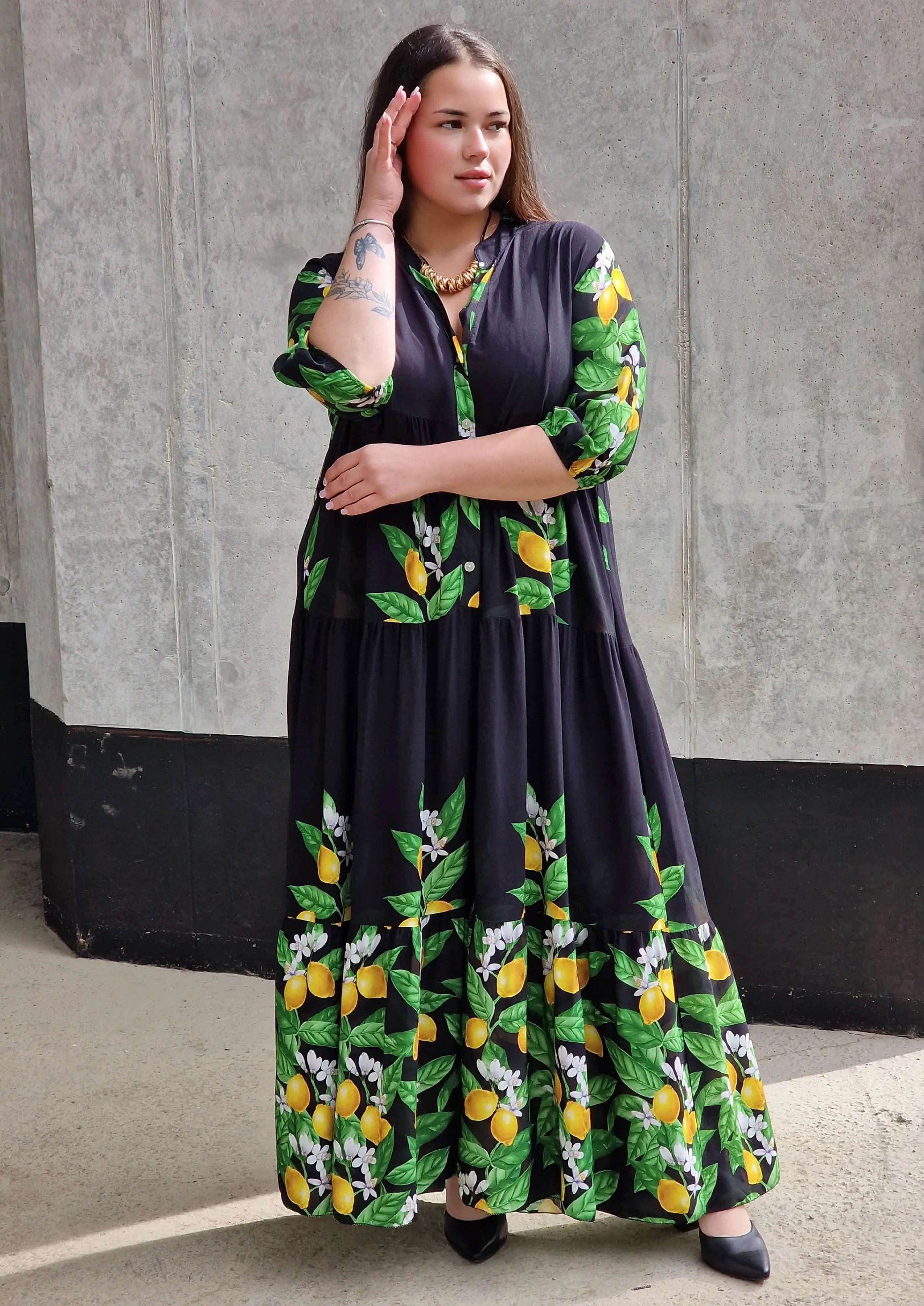 Cytrusowa sukienka w stylu maxi Stylowa XL