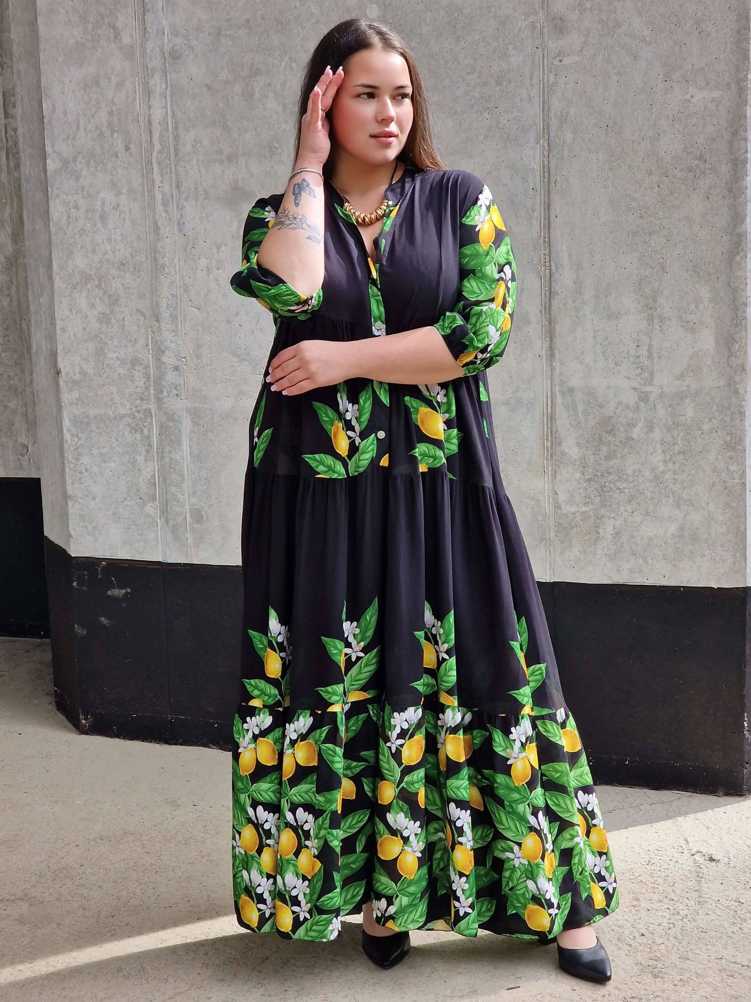 Cytrusowa sukienka w stylu maxi Stylowa XL