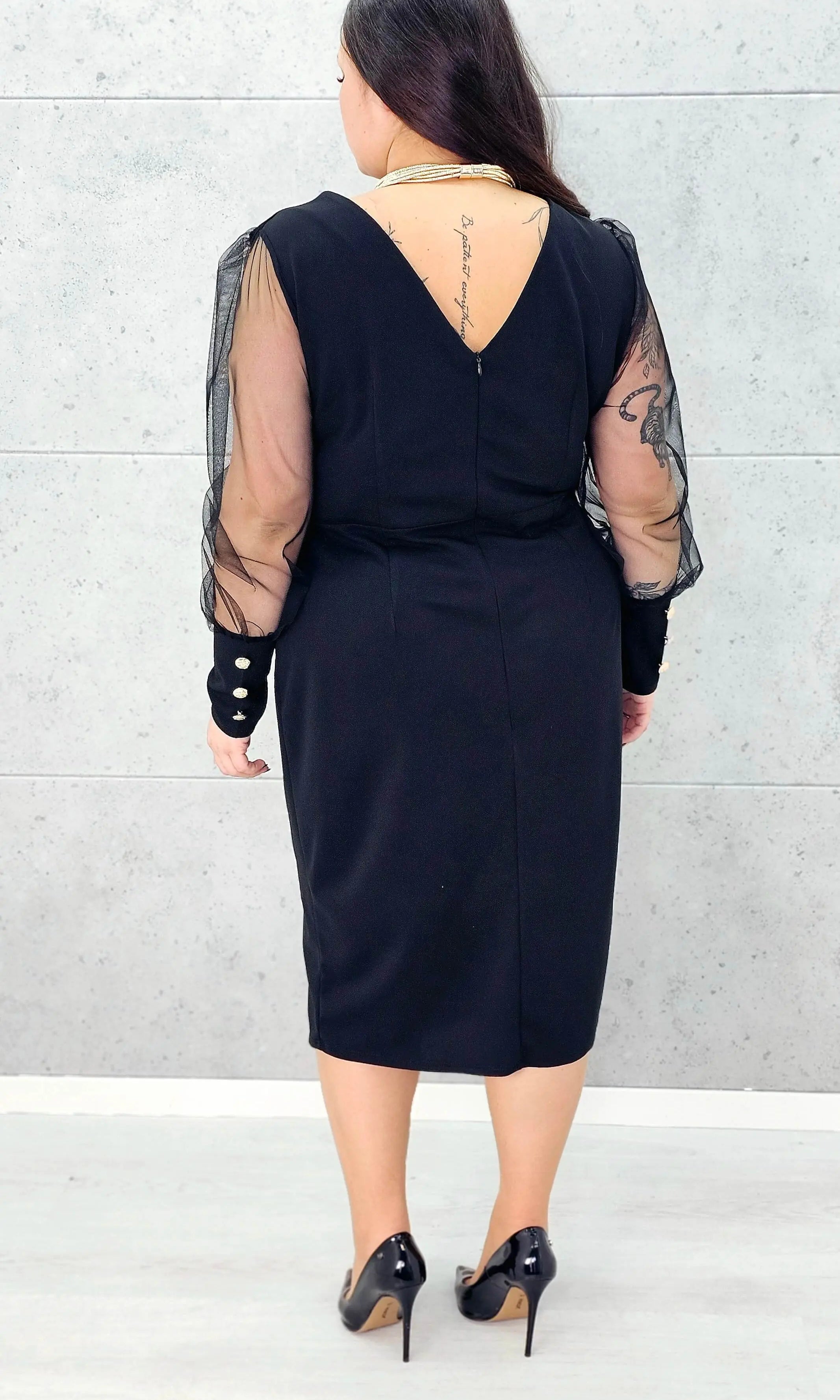 Elegancka czarna sukienka XL – widok tyłu