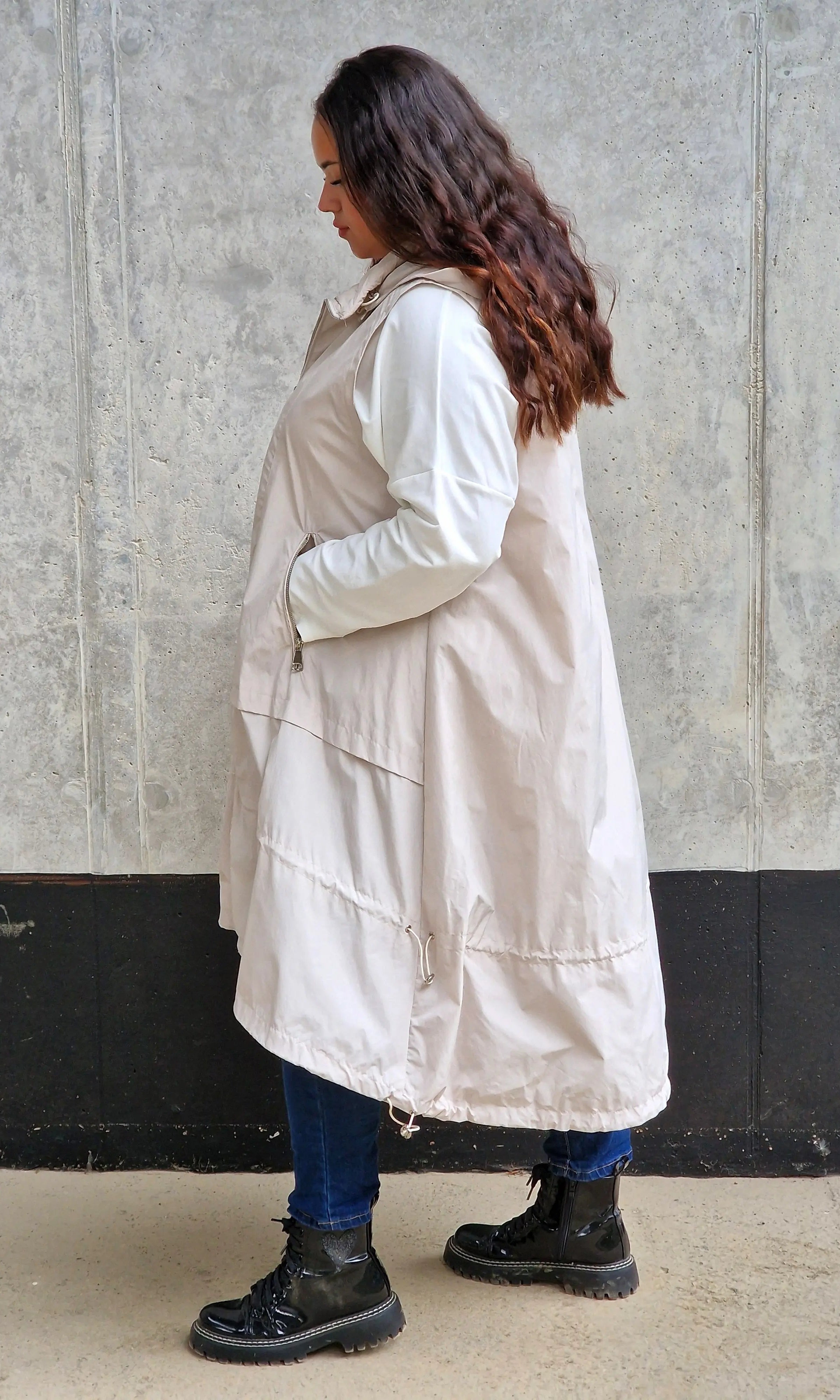 Długa kamizelka z kapturem Stylowa XL