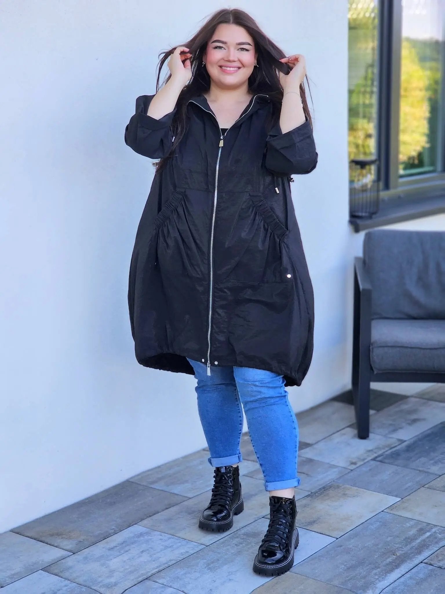 Długa parka z obszernymi kieszeniami Stylowa XL