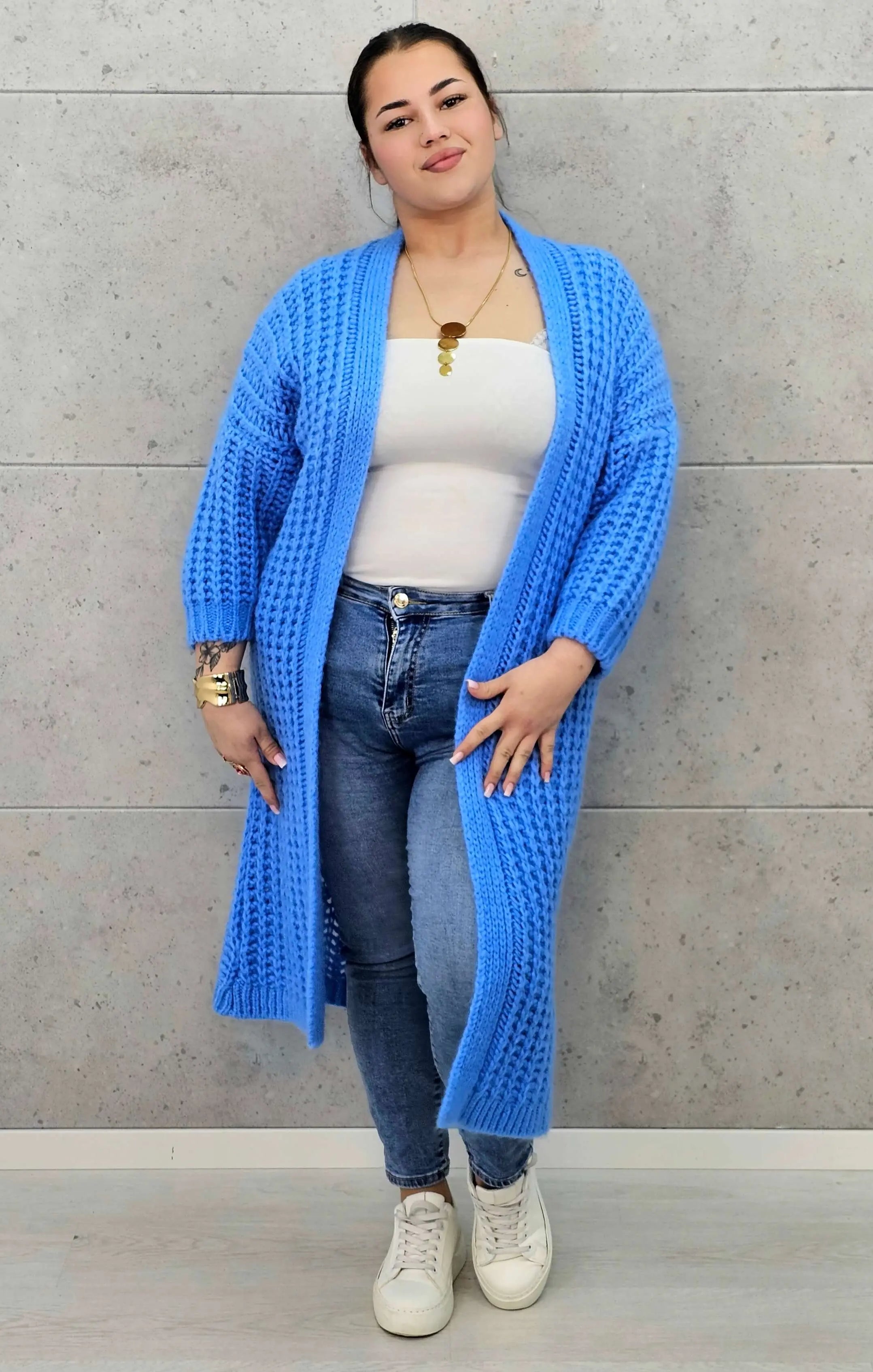 Długi kardigan plus size – modny, ciepły i wygodny sweter dla każdej kobiety Stylowa XL