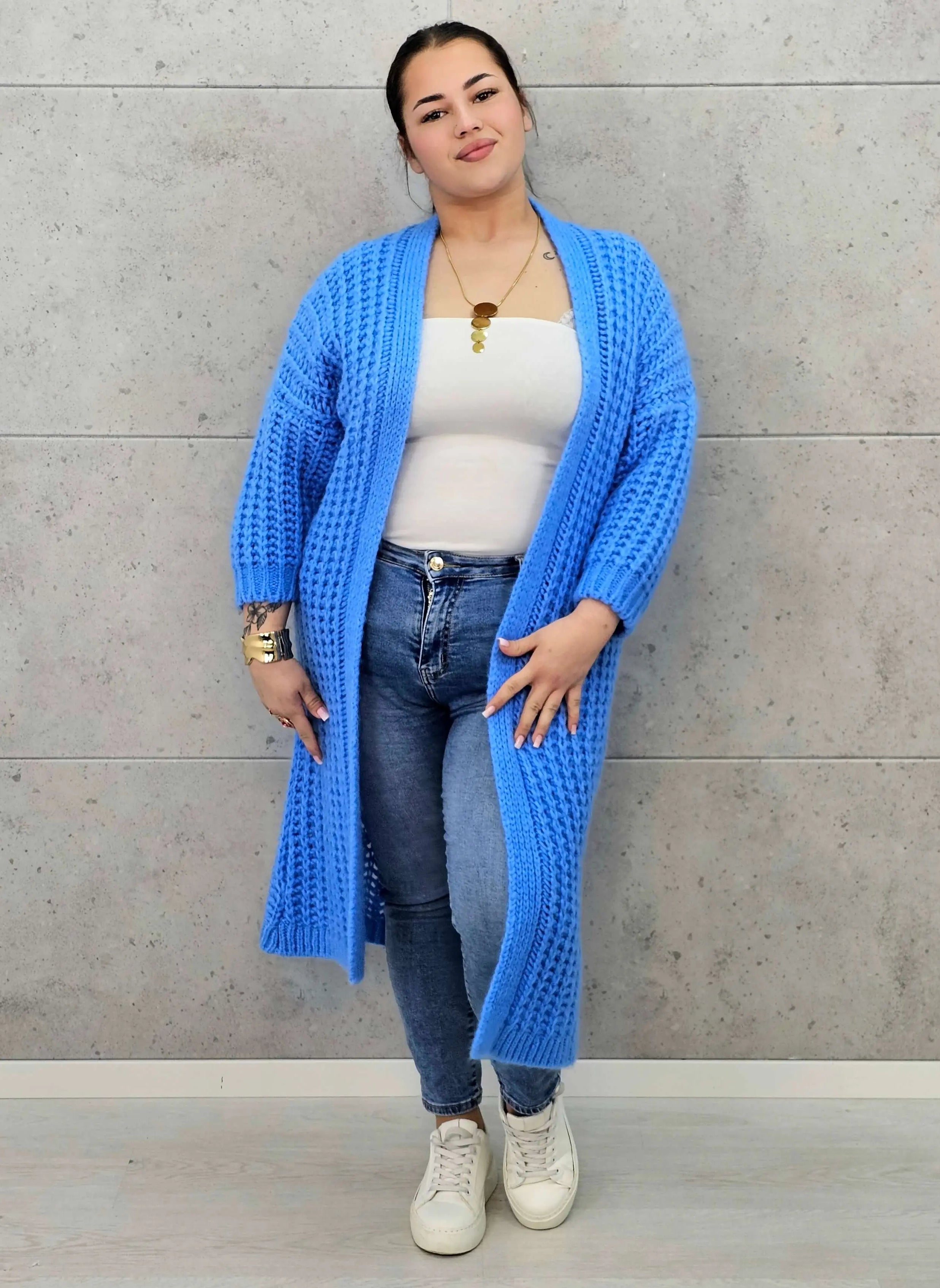 Długi kardigan plus size – modny, ciepły i wygodny sweter dla każdej kobiety Stylowa XL