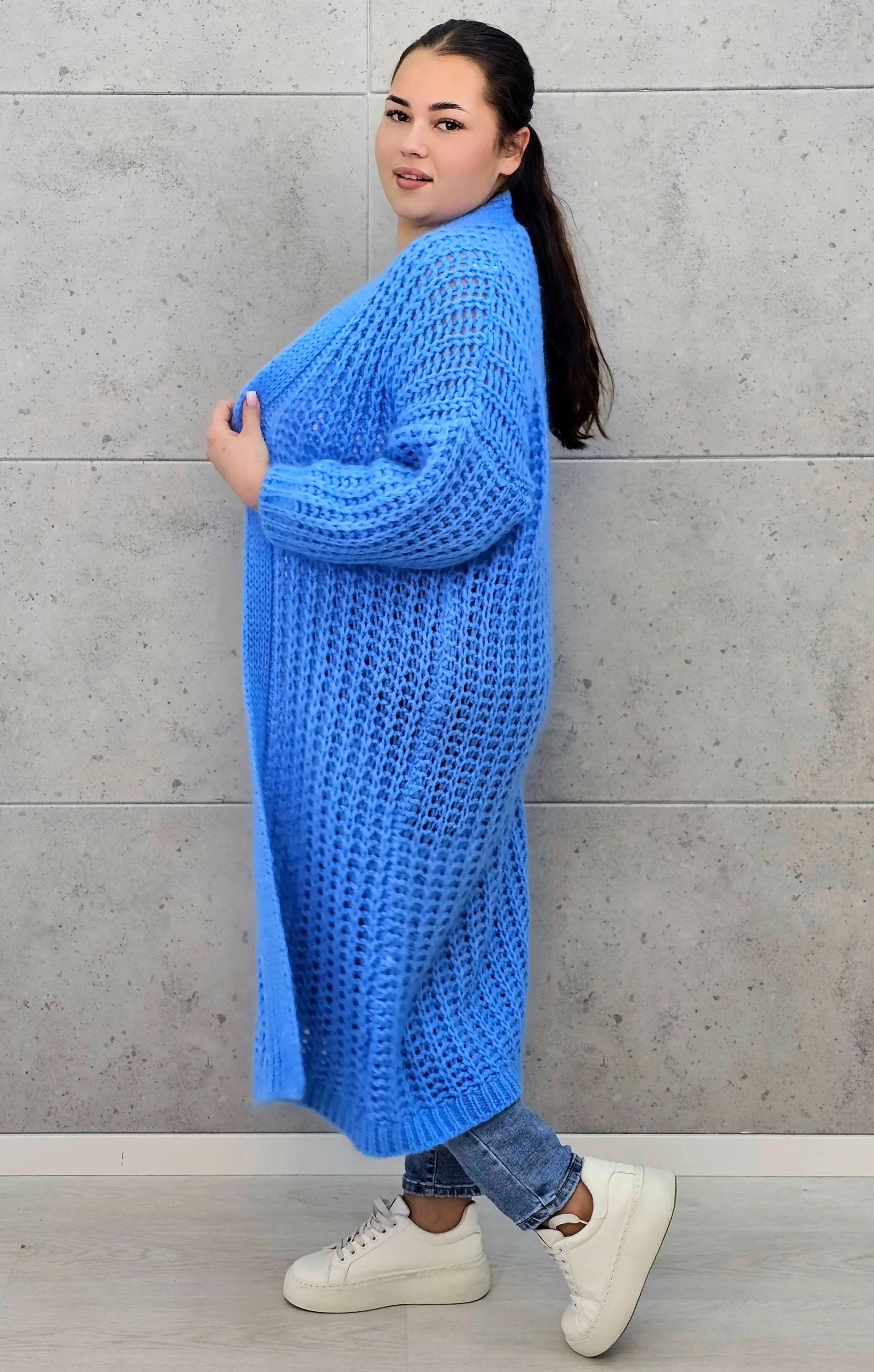 Długi kardigan plus size – modny, ciepły i wygodny sweter dla każdej kobiety Stylowa XL