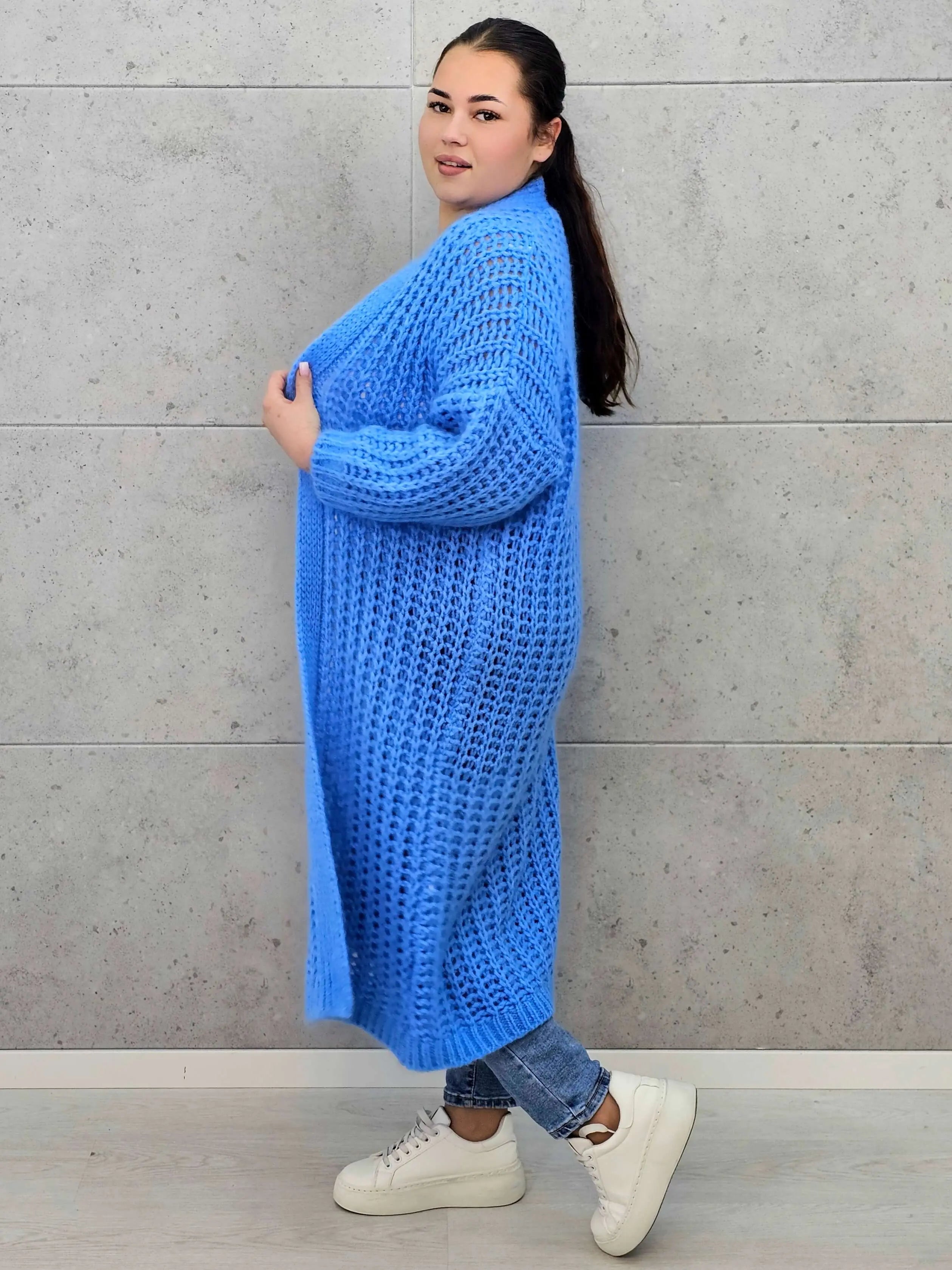 Długi kardigan plus size – modny, ciepły i wygodny sweter dla każdej kobiety Stylowa XL