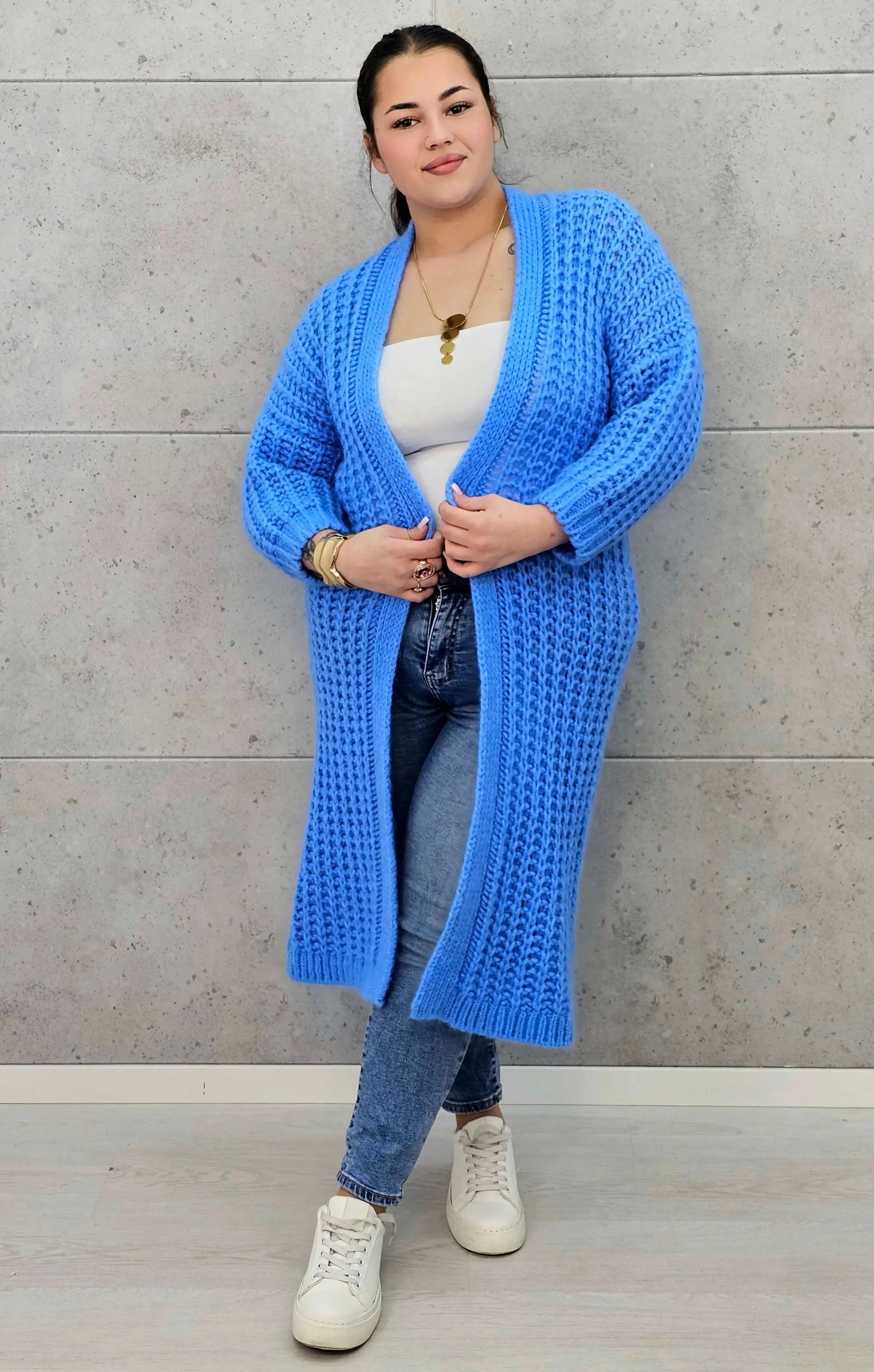 Długi kardigan plus size – modny, ciepły i wygodny sweter dla każdej kobiety Stylowa XL