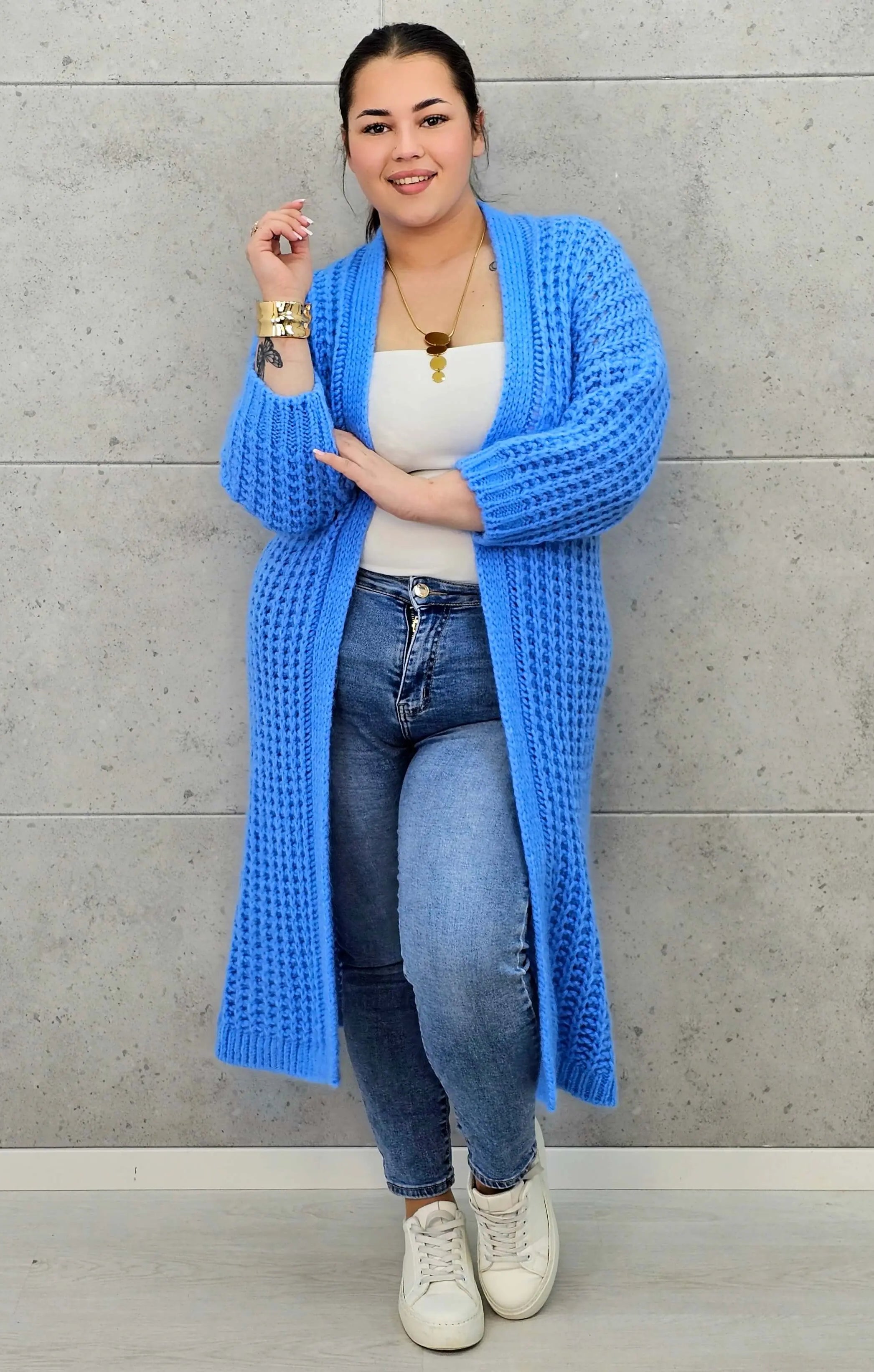 Długi kardigan plus size – modny, ciepły i wygodny sweter dla każdej kobiety Stylowa XL